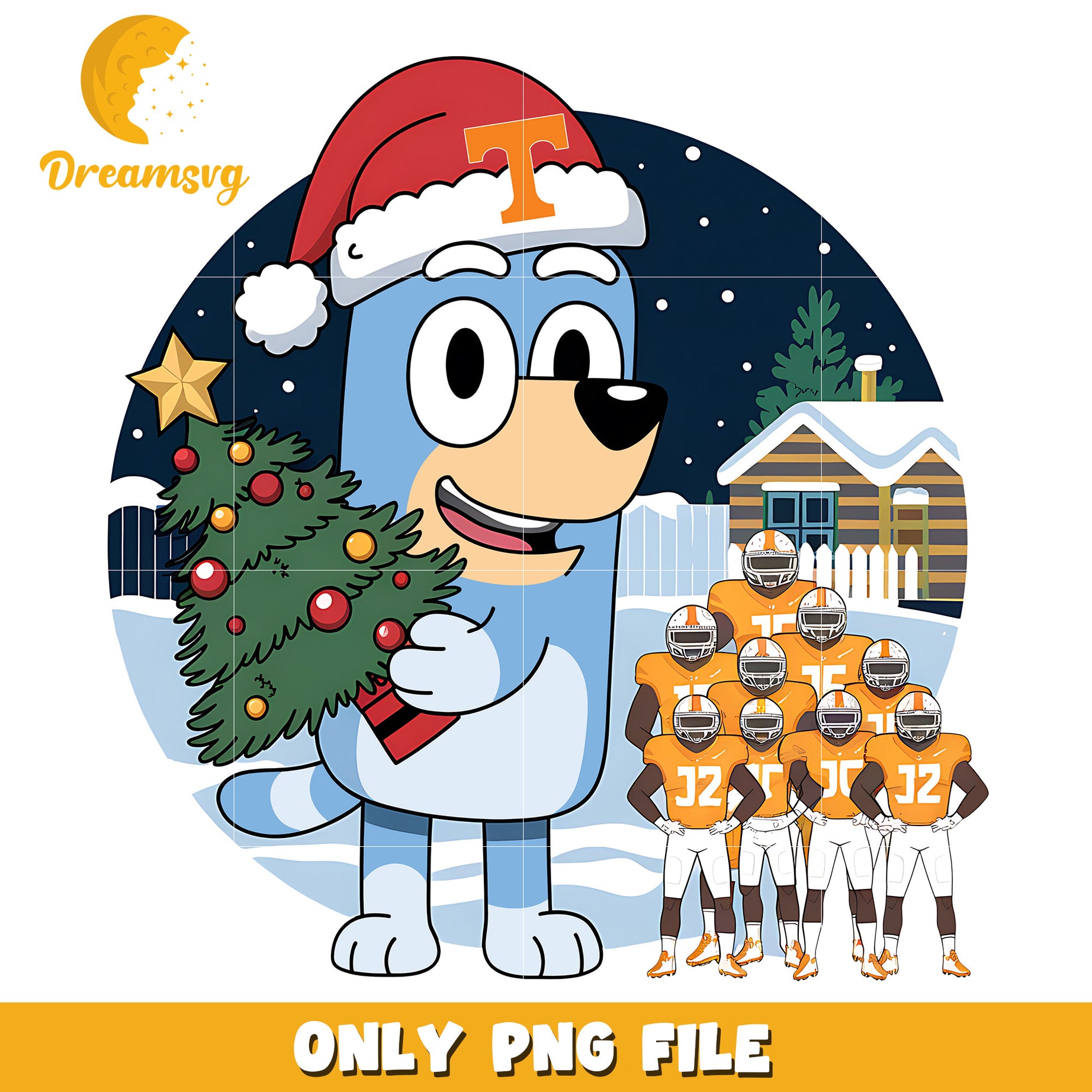 Bluey christmas and rugby player png, Tennessee Volunteers png