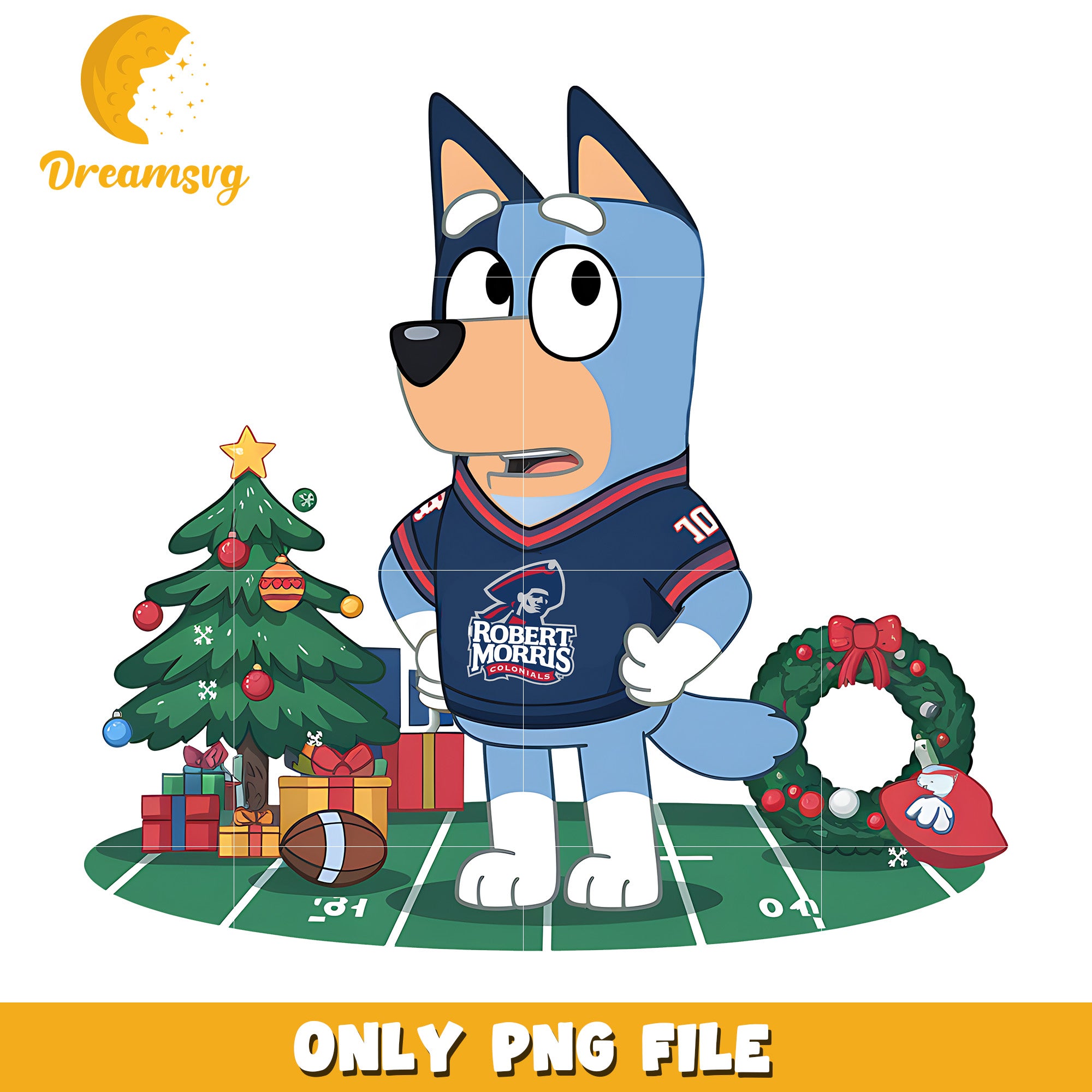 Bluey christmas decor png, Robert Morris Colonials png, ncaa png