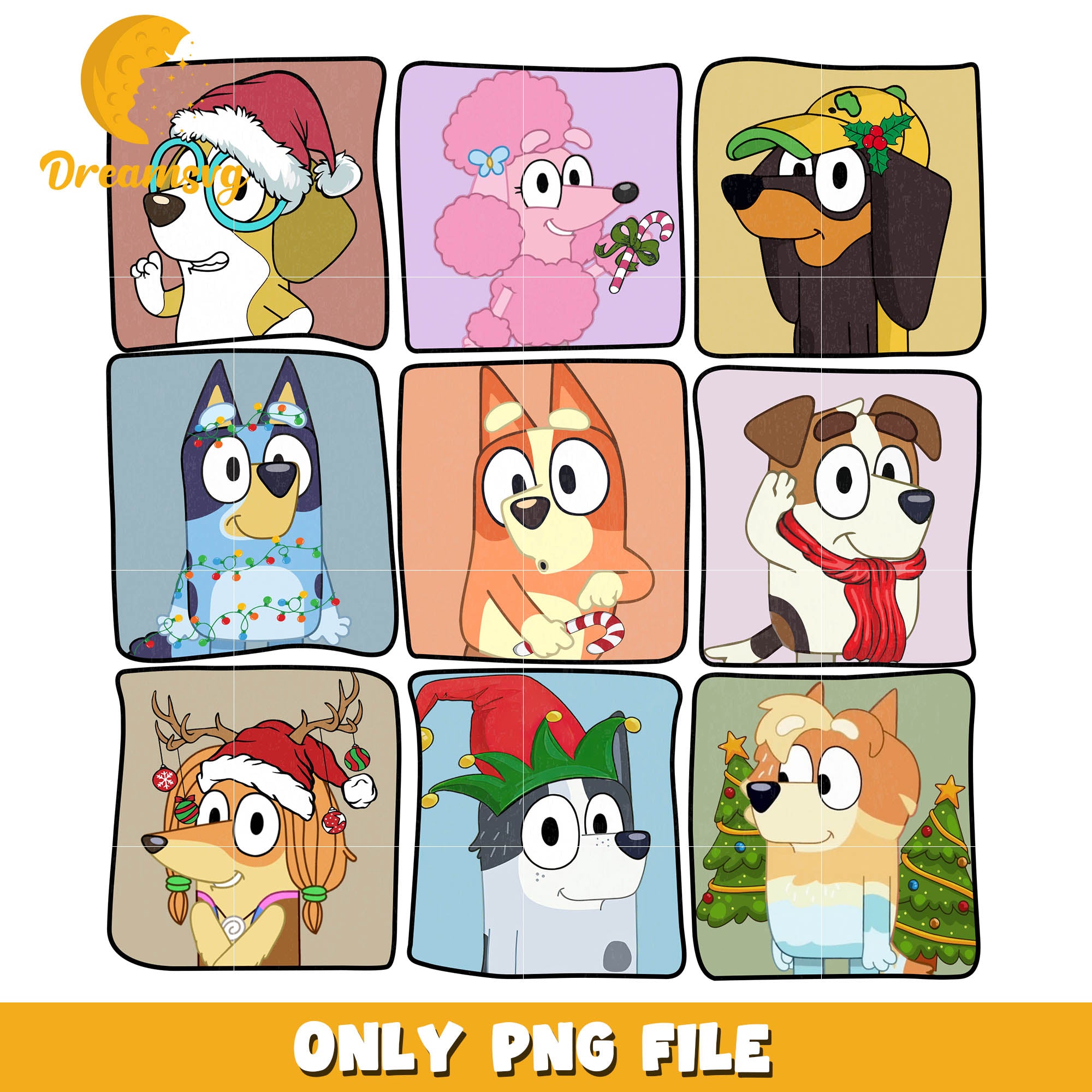 Bluey christmas disney cartoon png, bluey cartoon coloring pages​ png