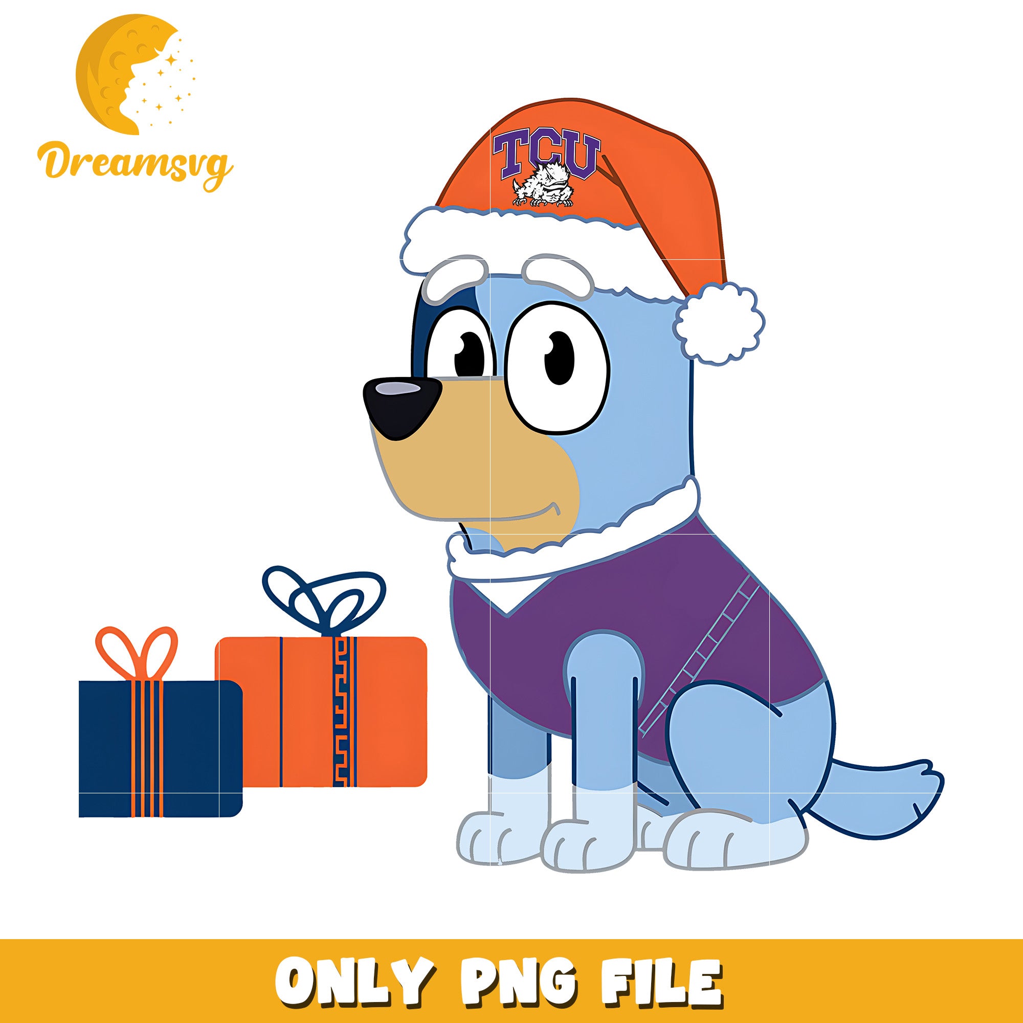 Bluey christmas present png, TCU Horned Frogs png, ncaa png