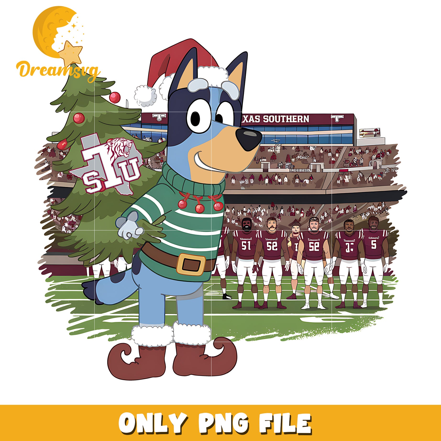 Bluey christmas stadium png, Texas Southern Tigers png, ncaa png