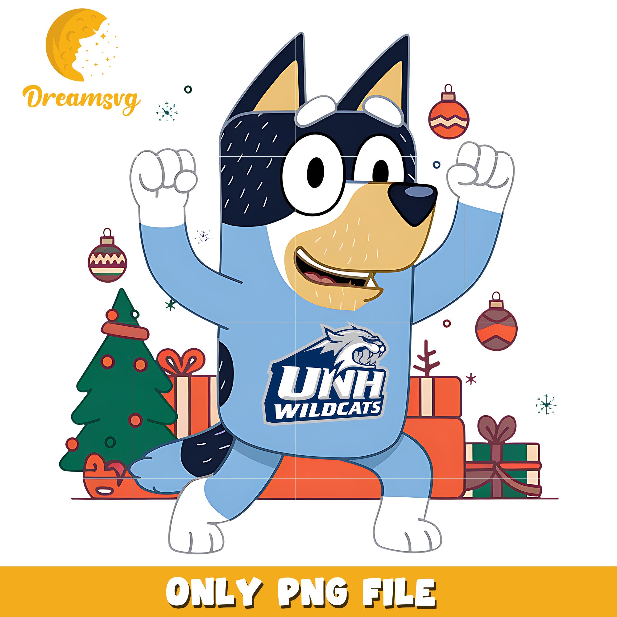 Bluey christmas time png, New Hampshire Wildcats png, ncaa png