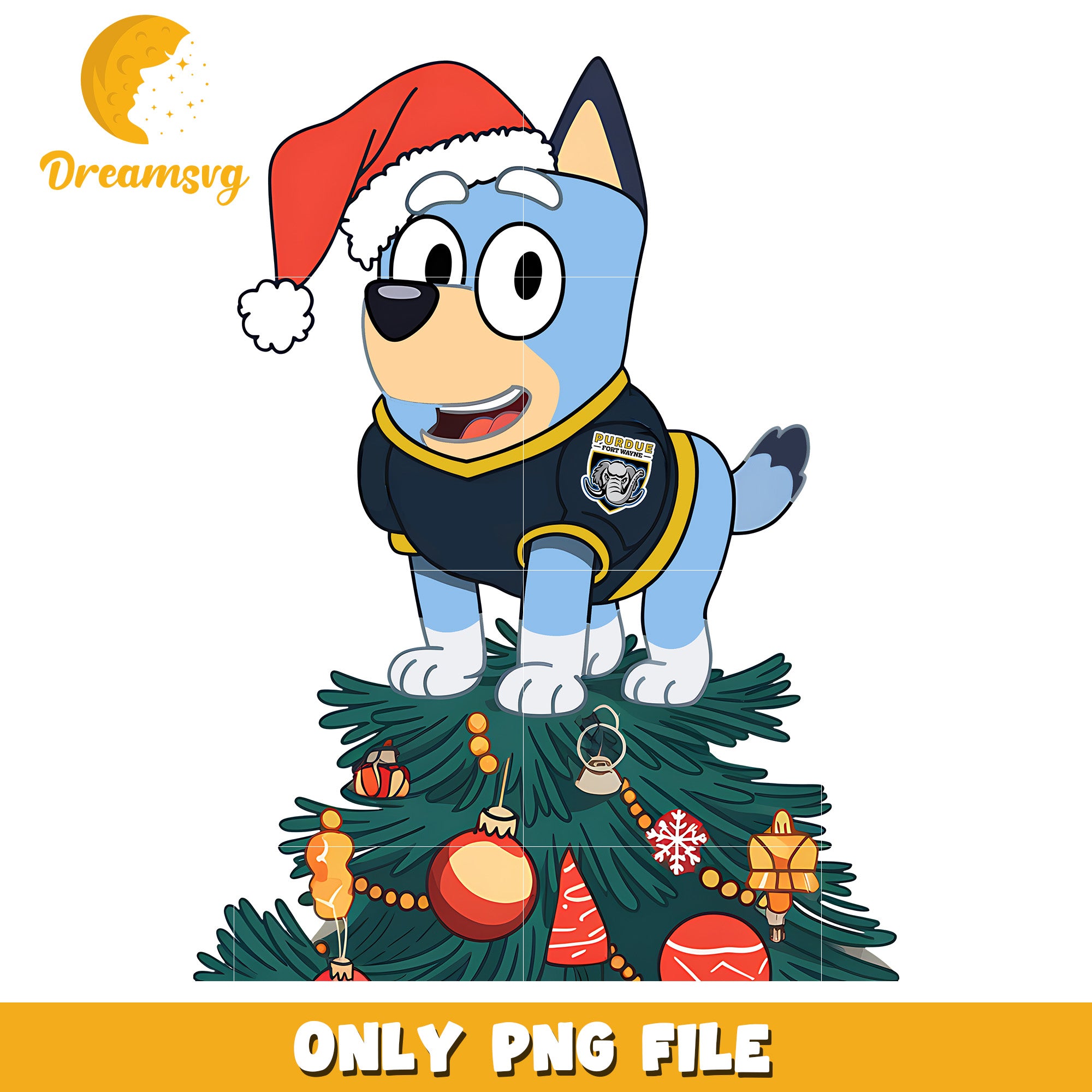 Bluey christmas tree design png, Purdue Fort Wayne Mastodons png, ncaa png