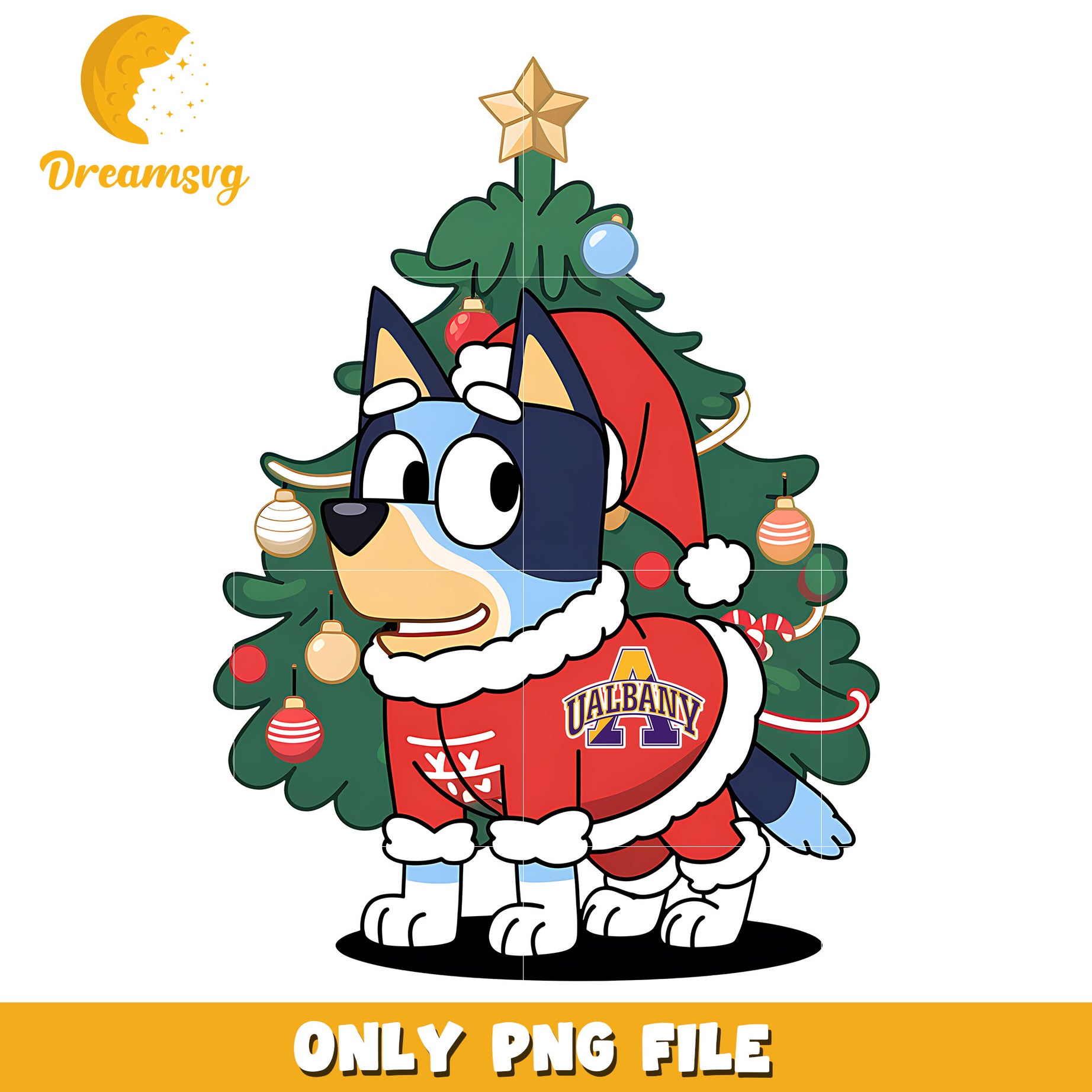 Bluey christmas tree png, Albany Great Danes png, ncaa png
