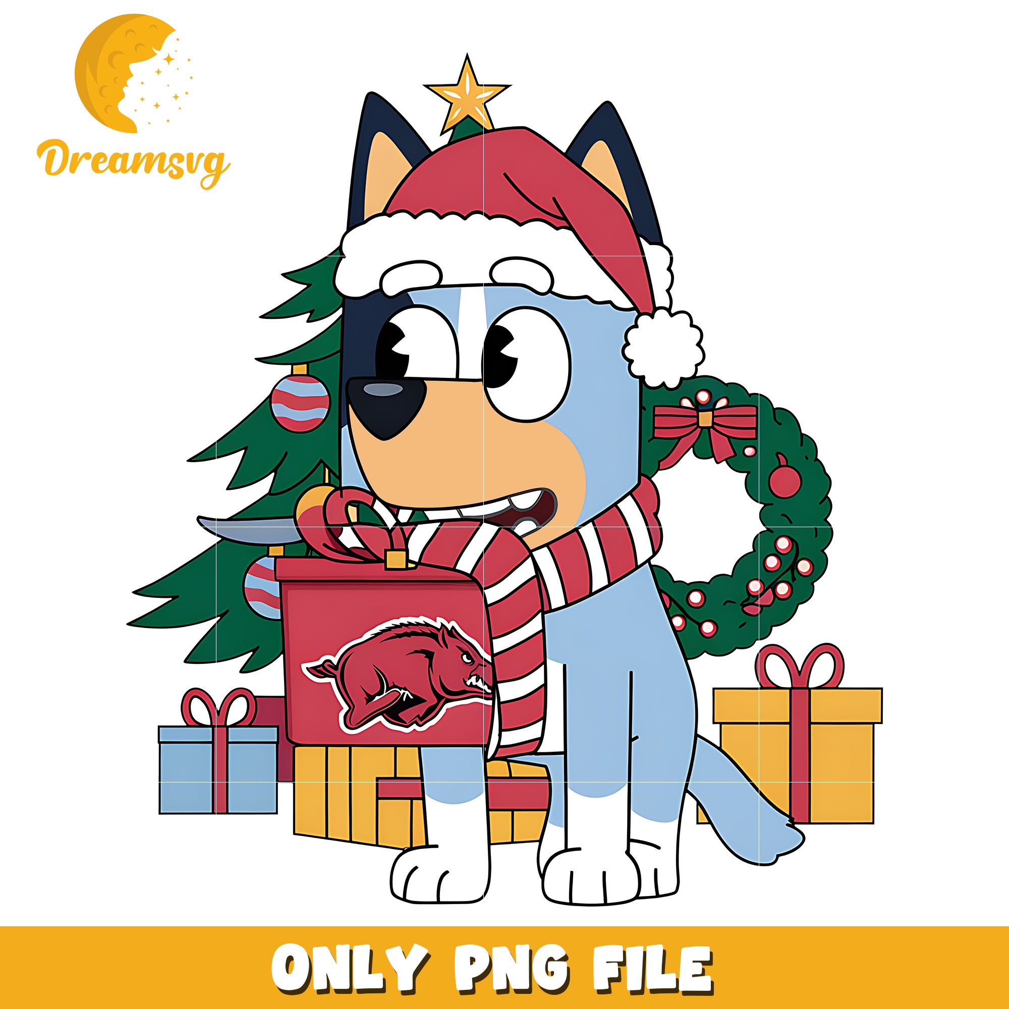 Bluey christmas tree png, Arkansas Razorbacks png, ncaa png