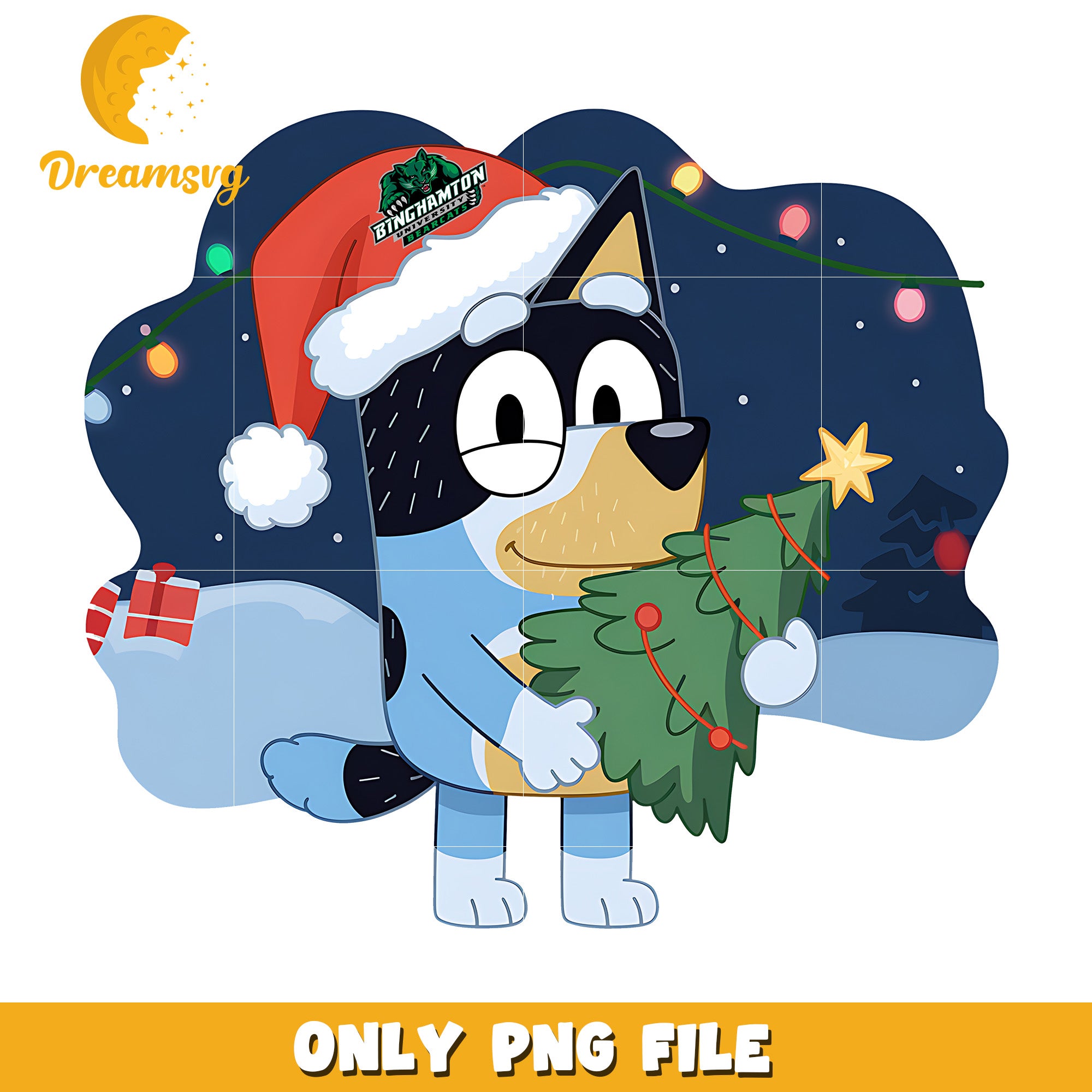 Bluey christmas tree png, Binghamton Bearcats png, ncaa png