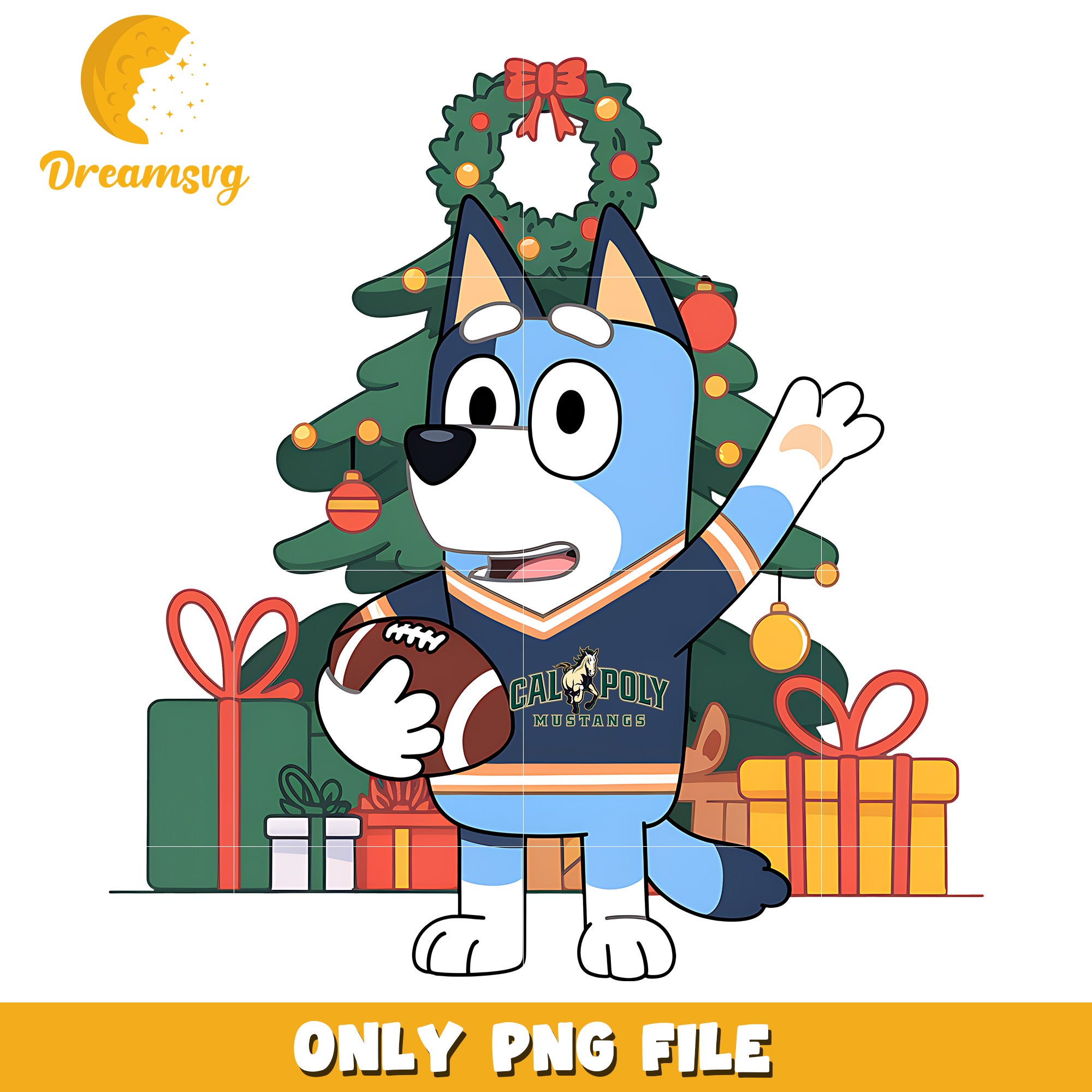 Bluey christmas tree png, Cal Poly Mustangs png, ncaa png