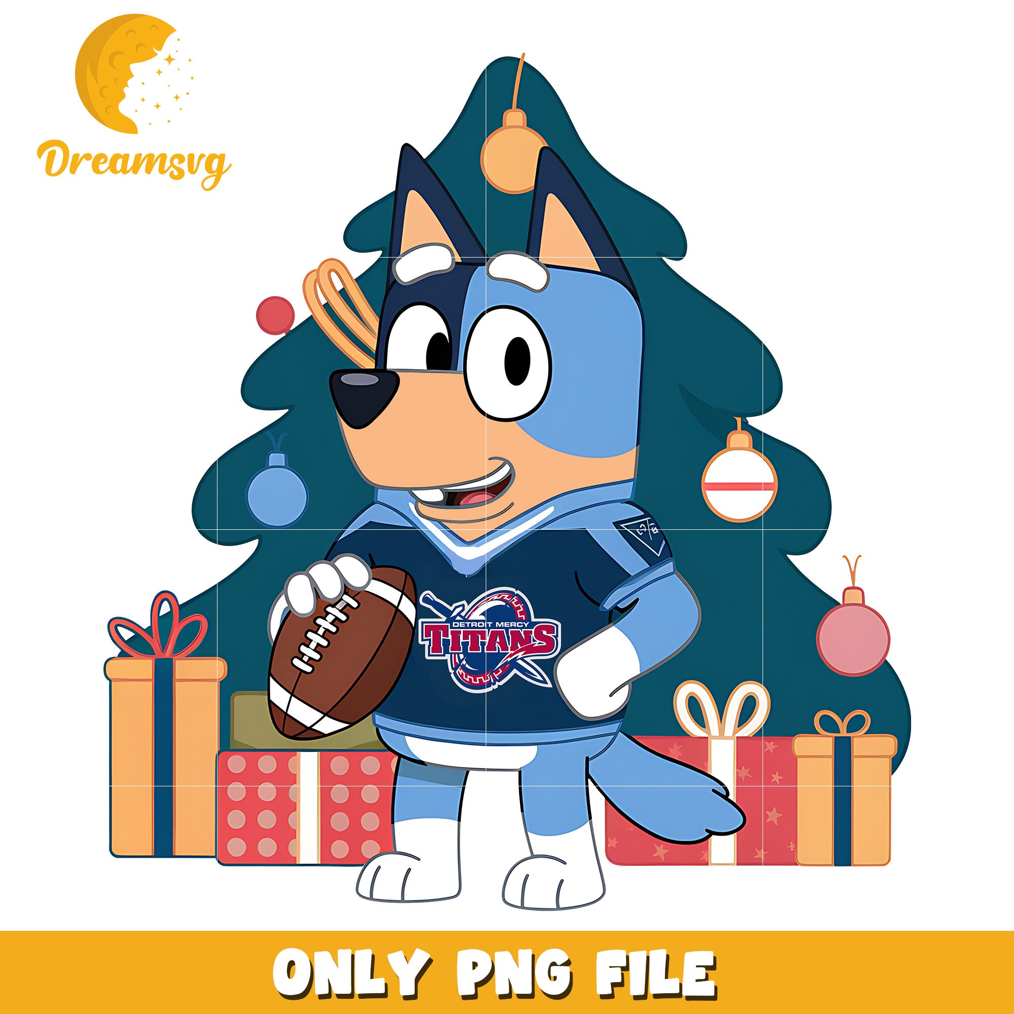 Bluey christmas tree png, Detroit Titans png, ncaa png