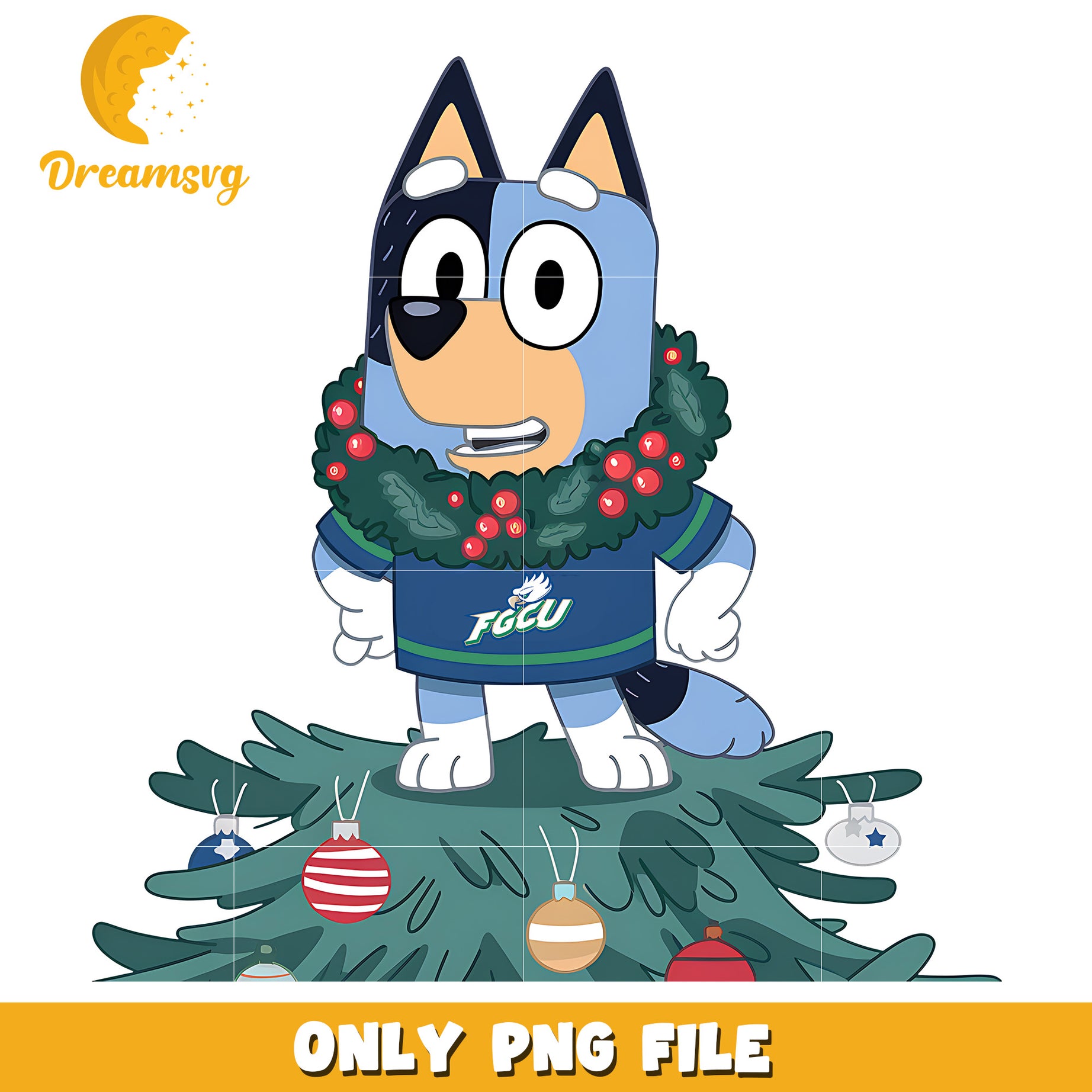 Bluey christmas tree png, Florida Gulf Coast Eagles png, ncaa png