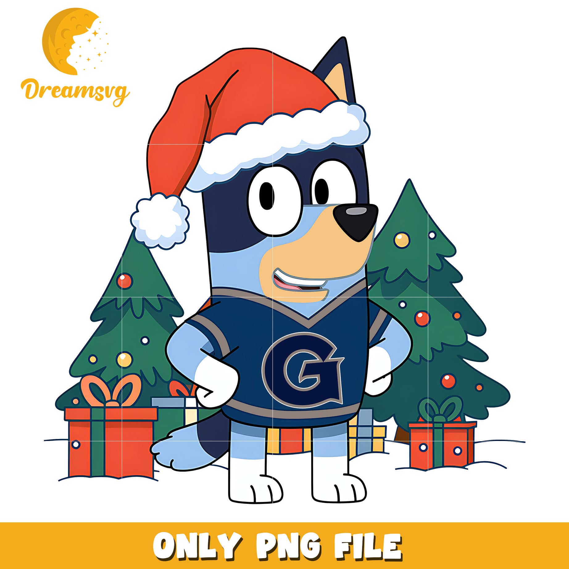 Bluey christmas tree png, Georgetown Hoyas png, ncaa png