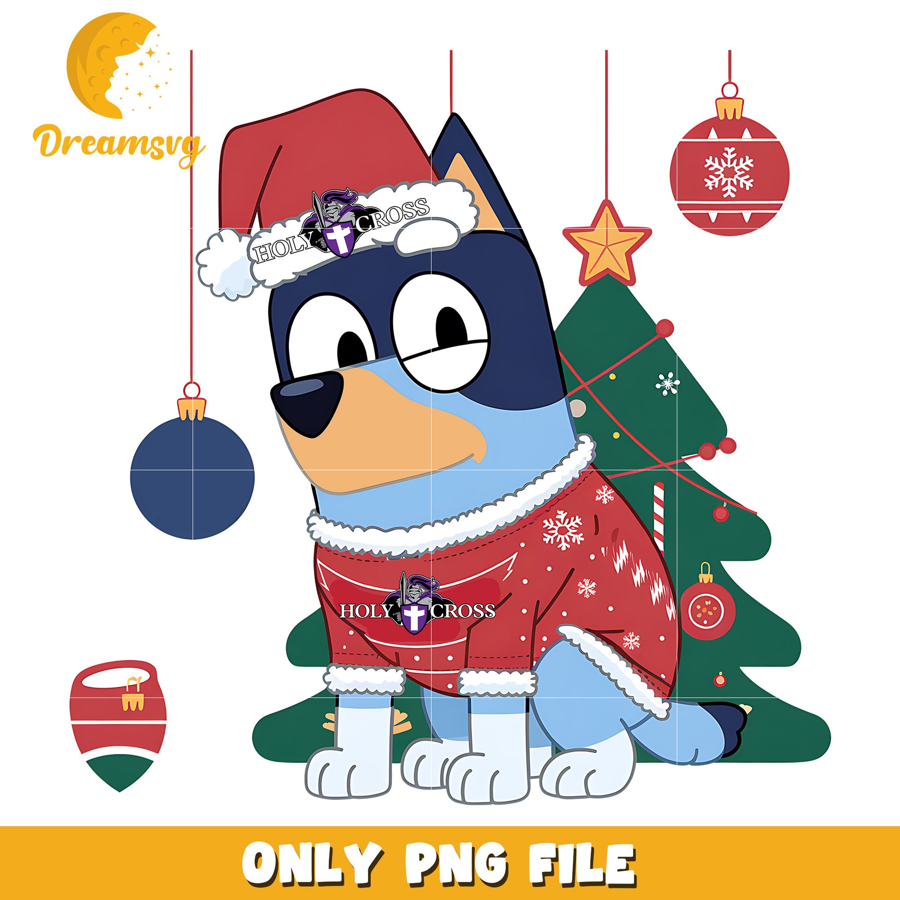 Bluey christmas tree png, Holy Cross Crusaders png, ncaa png