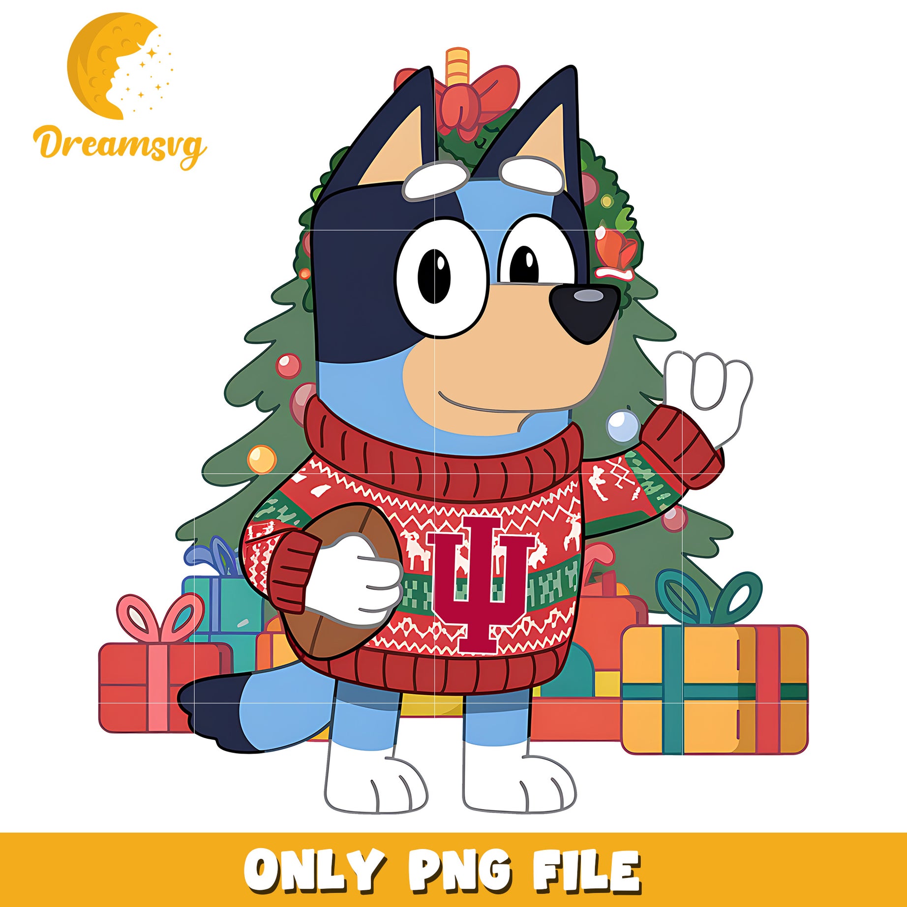 Bluey christmas tree png, Indiana Hoosiers png, ncaa png