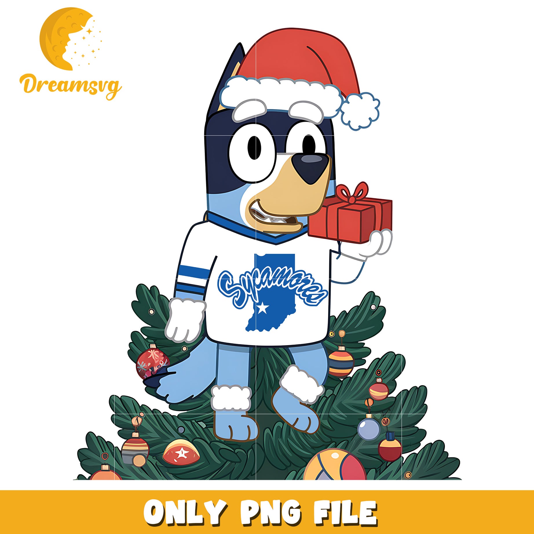 Bluey christmas tree png, Indiana State Sycamores png, ncaa png