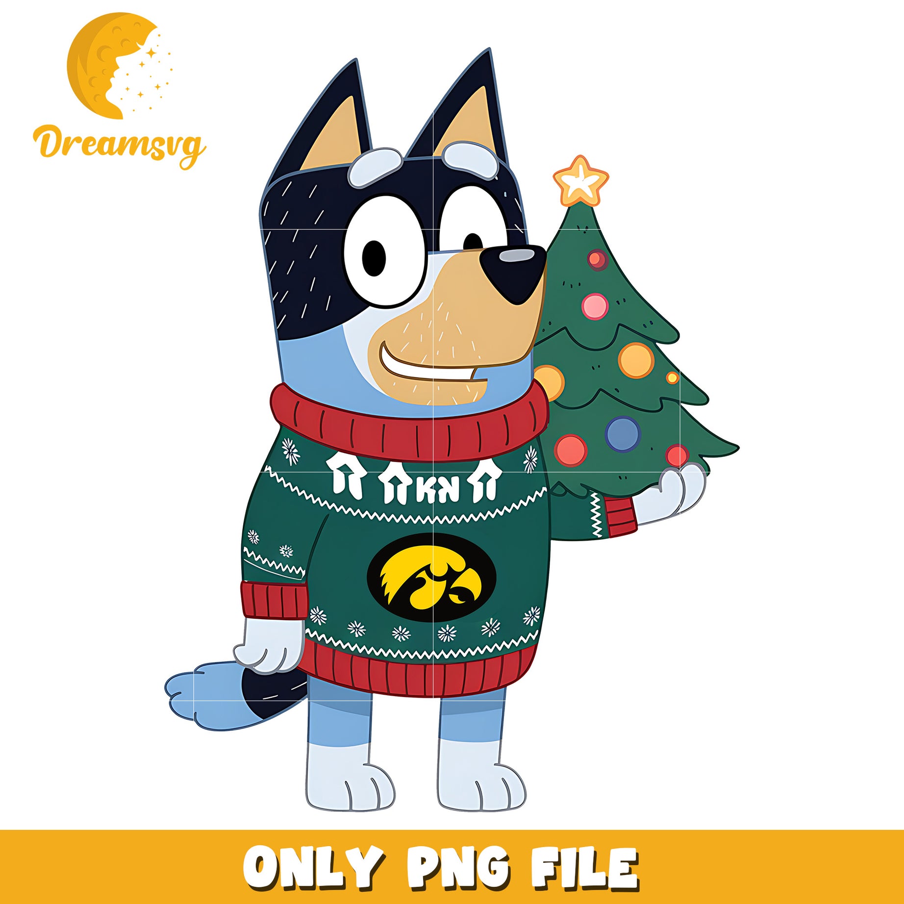 Bluey christmas tree png, Iowa Hawkeyes png, ncaa png