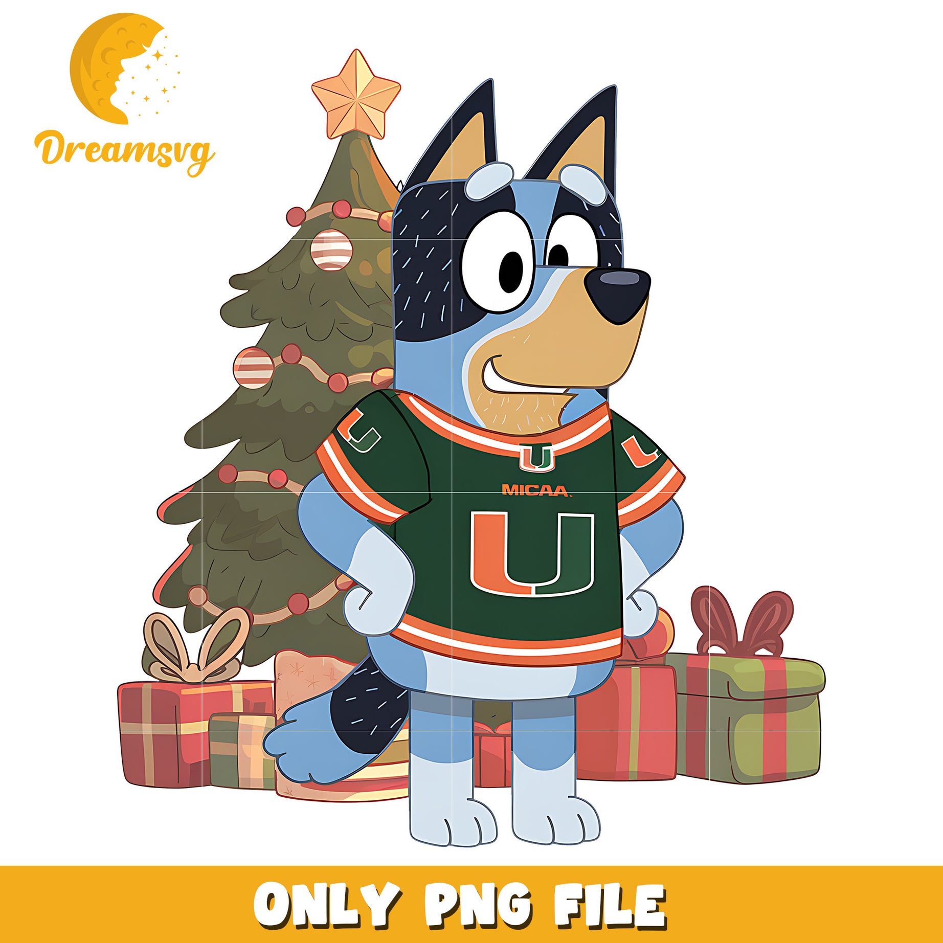 Bluey christmas tree png, Miami Hurricanes png, ncaa png