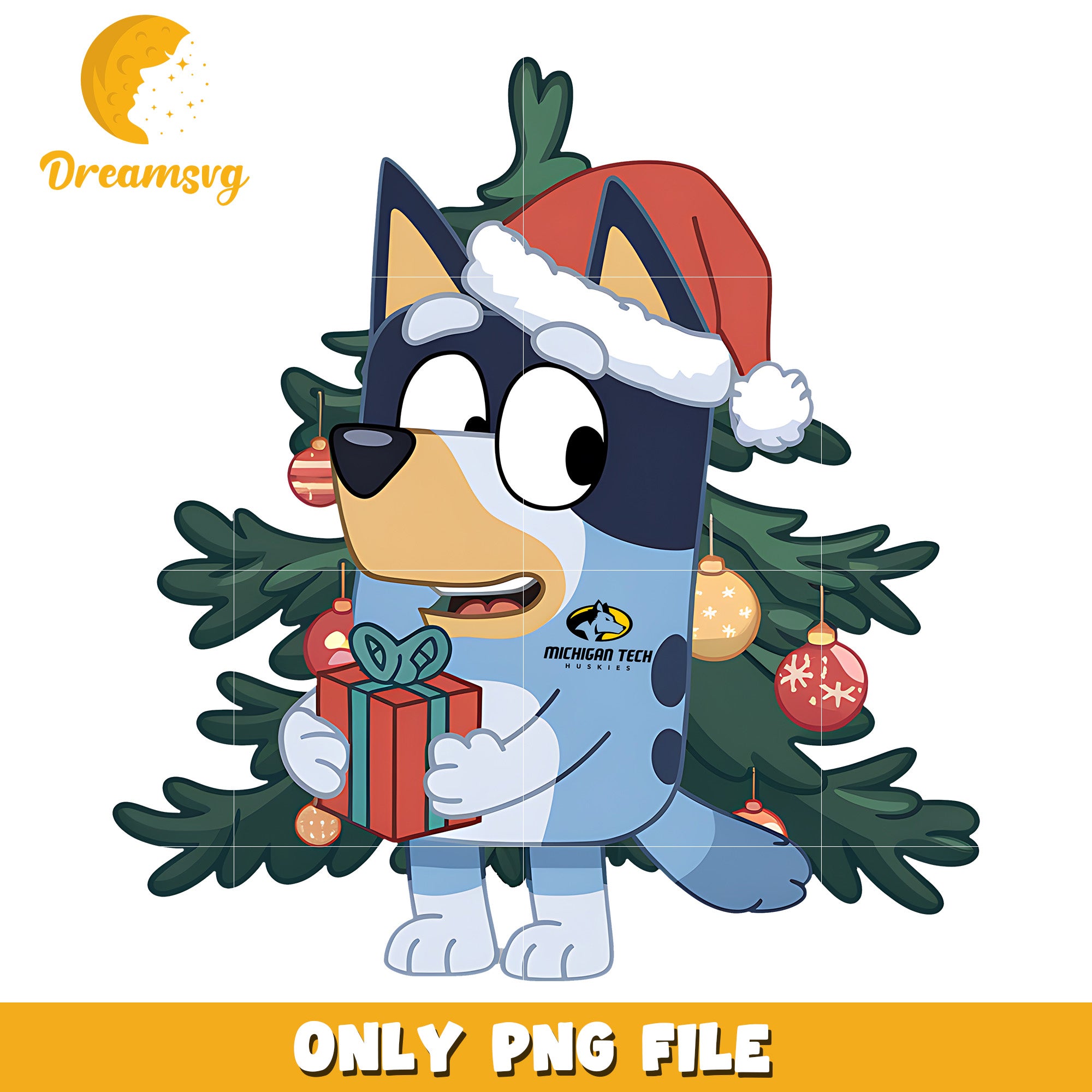 Bluey christmas tree png, Michigan Tech Huskies png, ncaa png