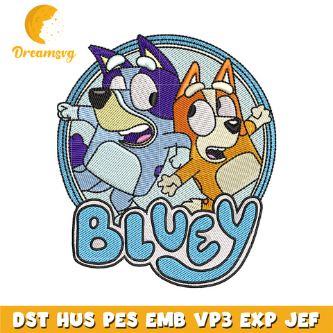 Bluey circle embroidery design