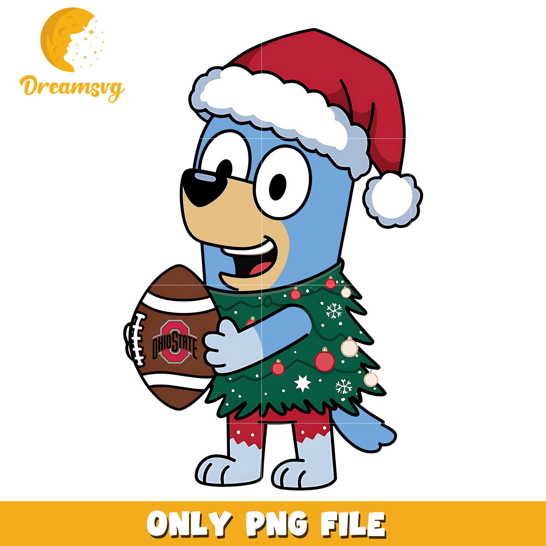 Bluey cosplay christmas tree png, Ohio State Buckeyes png, ncaa png
