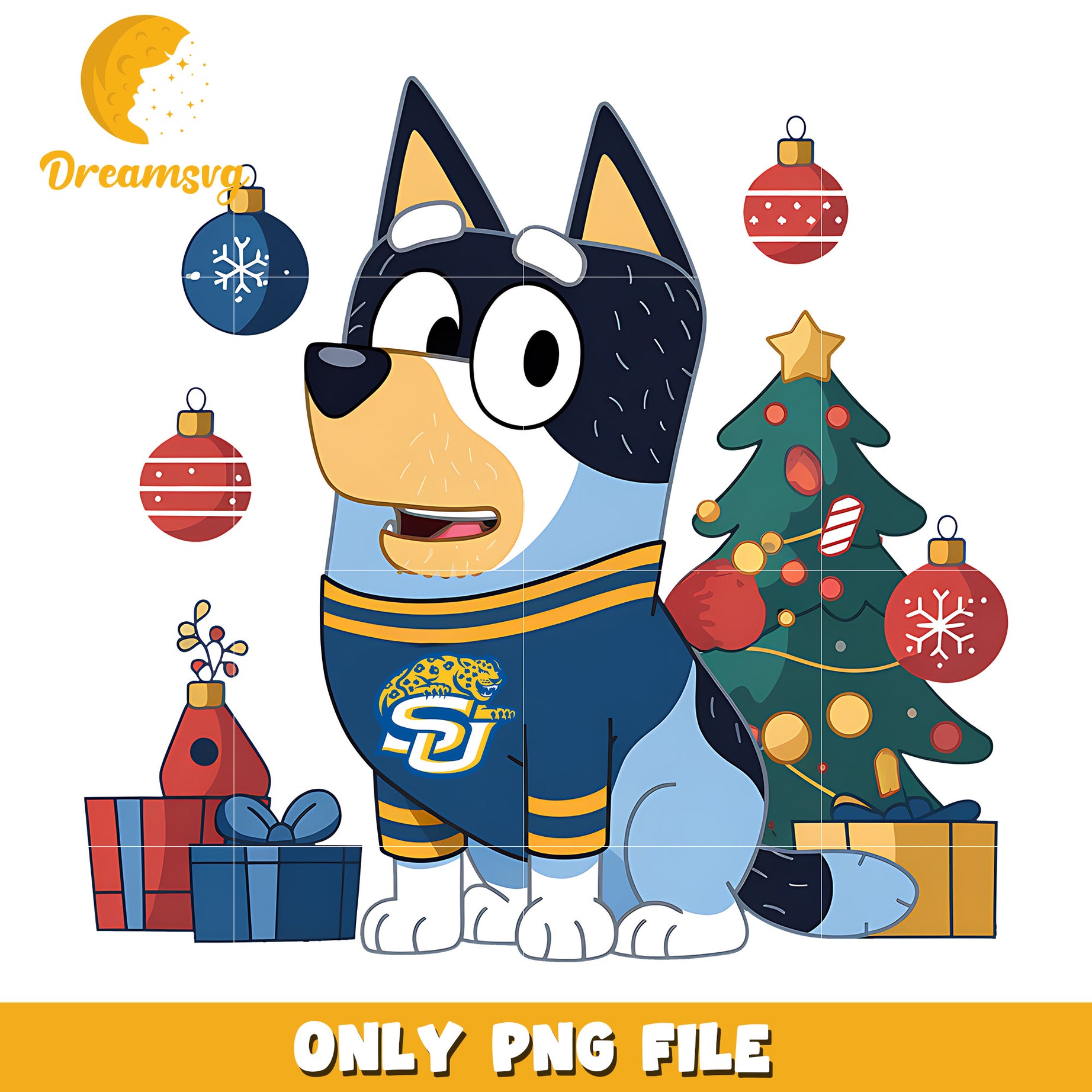 Bluey dad Jaguars christmas tree png, Southern Jaguars png, ncaa png