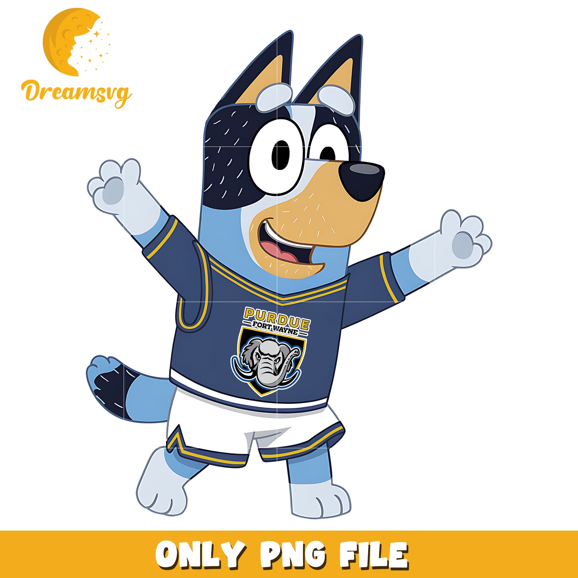 Bluey dad chearleader ncaa png, Purdue Fort Wayne Mastodons png