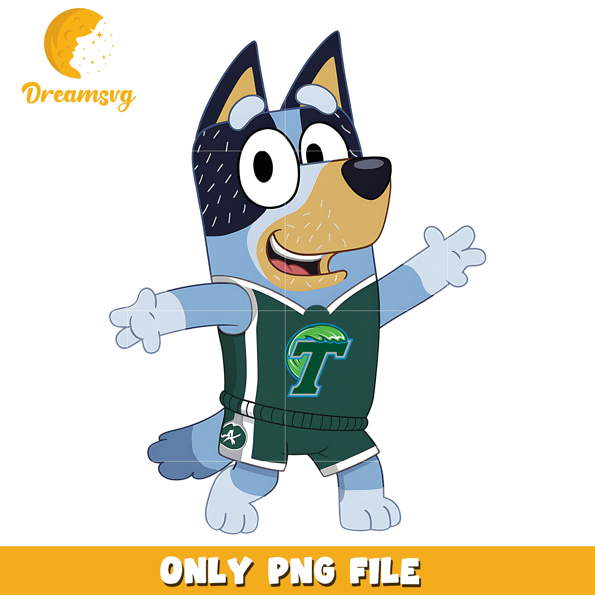 Bluey dad chearleader ncaa team png, Tulane Green Wave png