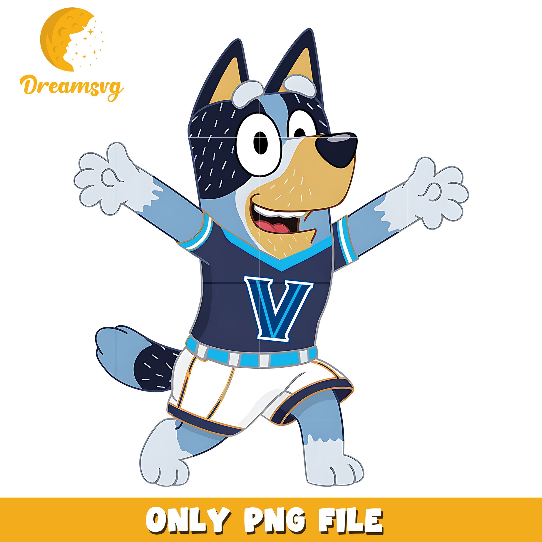 Bluey dad chearleader ncaa team png, Villanova Wildcats png, ncaa png