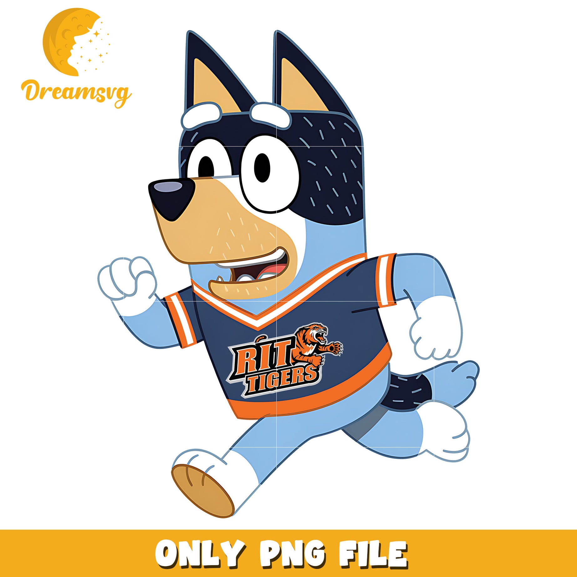 Bluey dad ncaa fan png, RIT Tigers png, ncaa team png