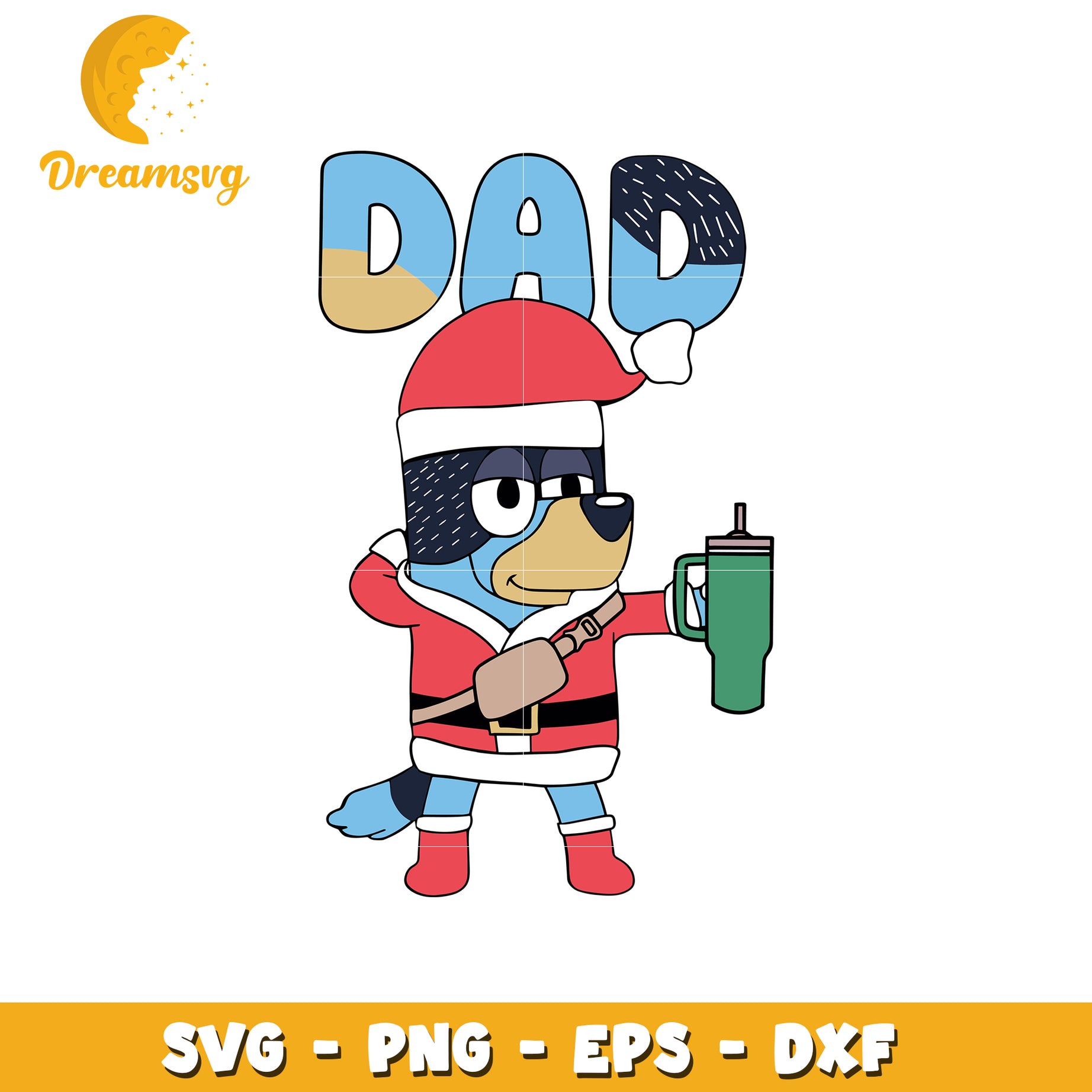 Bluey dad santa claus standley cup svg, bandit heeler svg