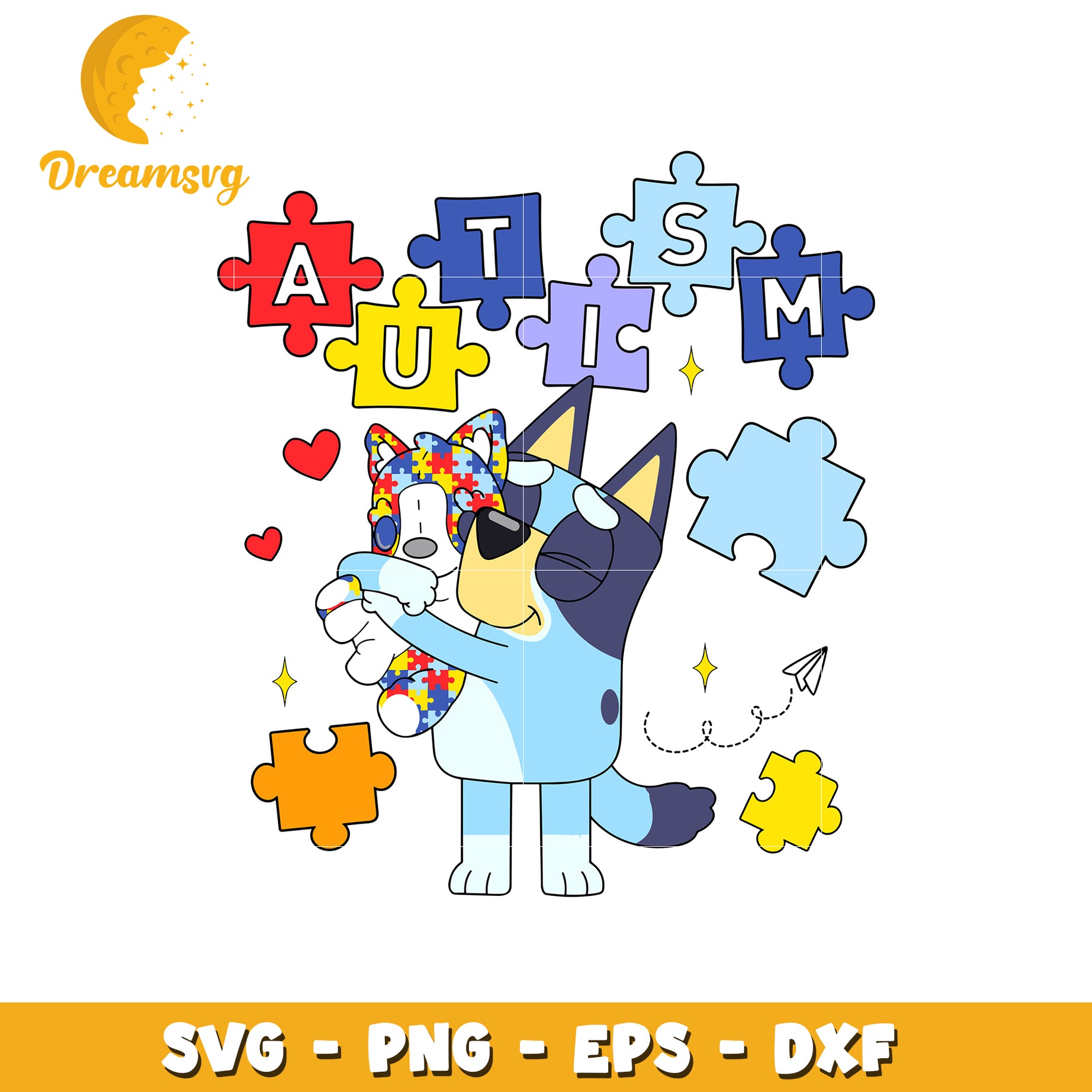 Bluey dog autism awareness day svg, bluey cartoon svg