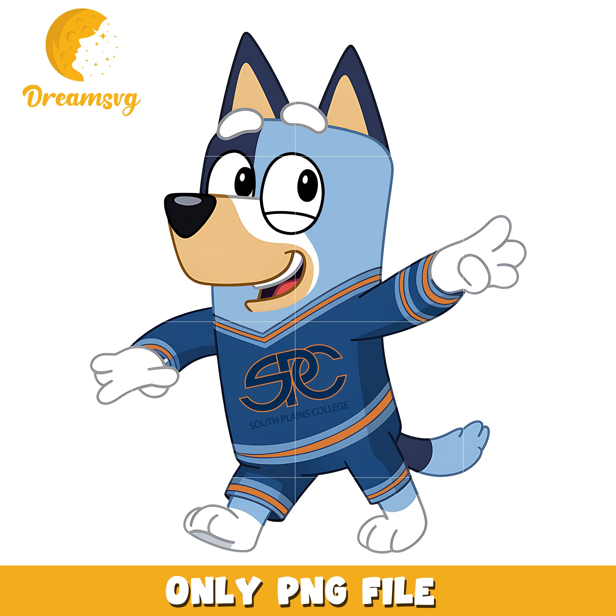 Bluey dog blue shirt png, Sout Plains College png, ncaa png