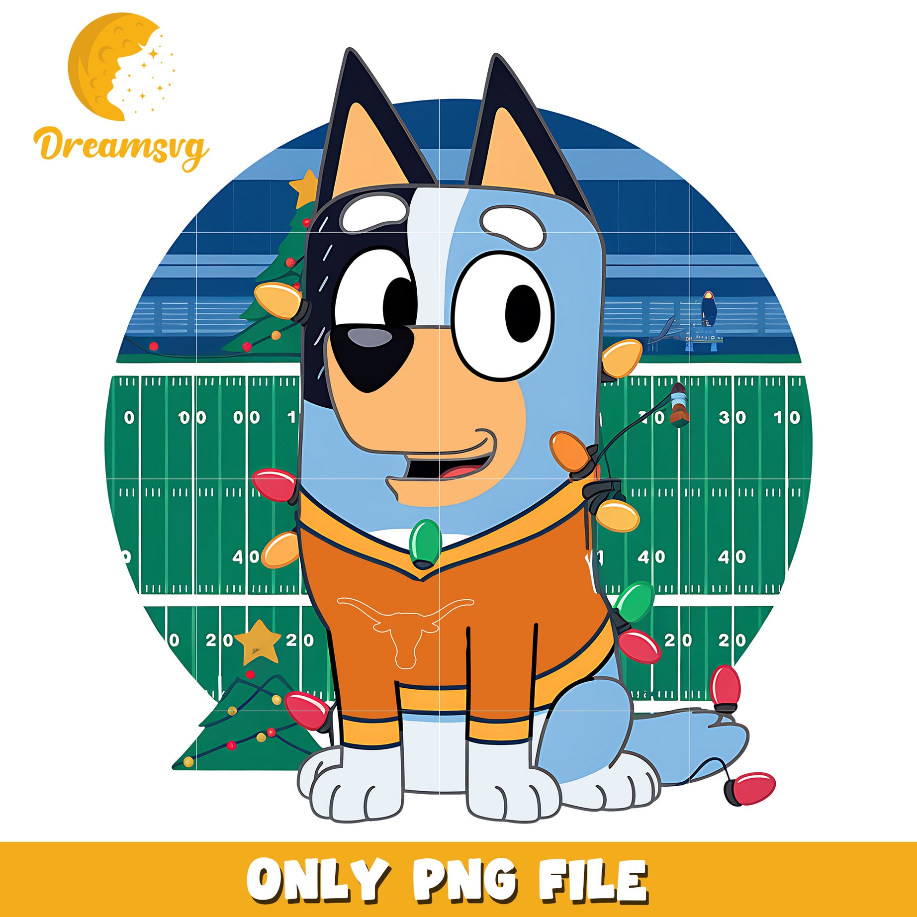 Bluey dog christmas light png, Texas Longhorns png, ncaa png