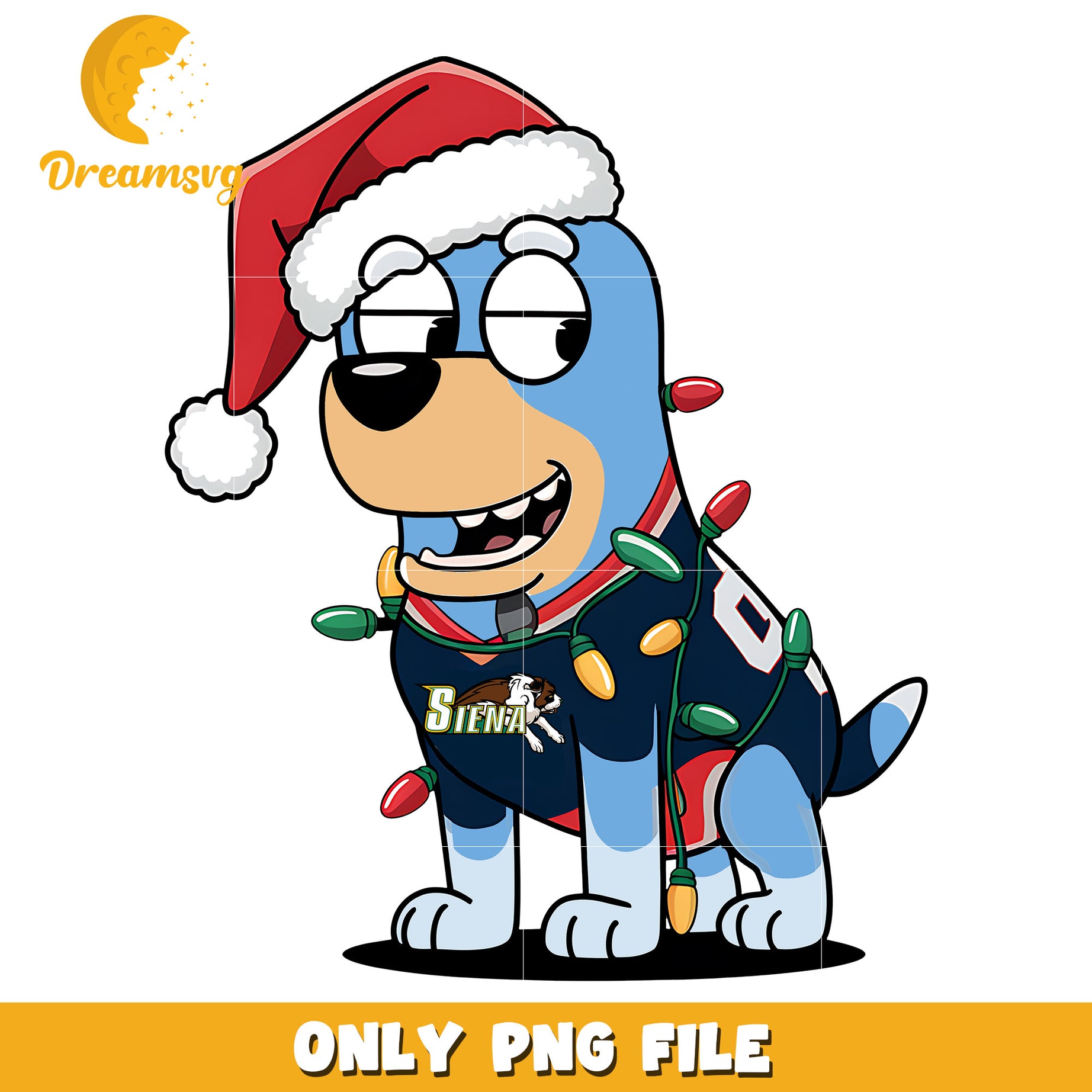 Bluey dog cosplay christmas tree png, Siena Saints png, ncaa png