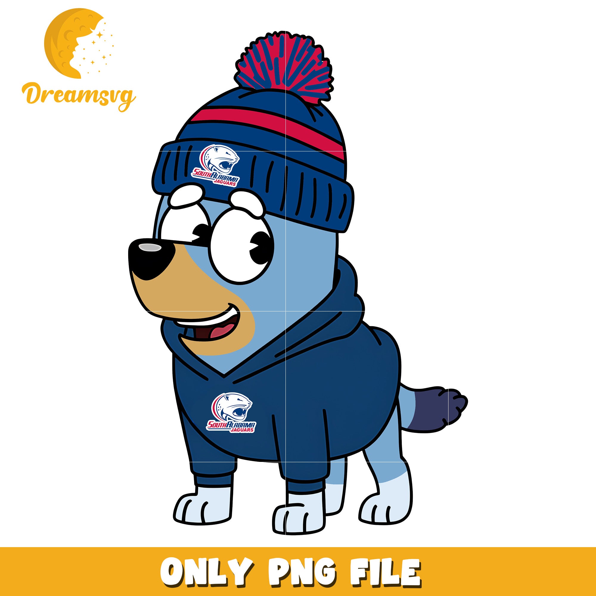 Bluey dog hoodie Jaguars png, South Alabama Jaguars png, ncaa png