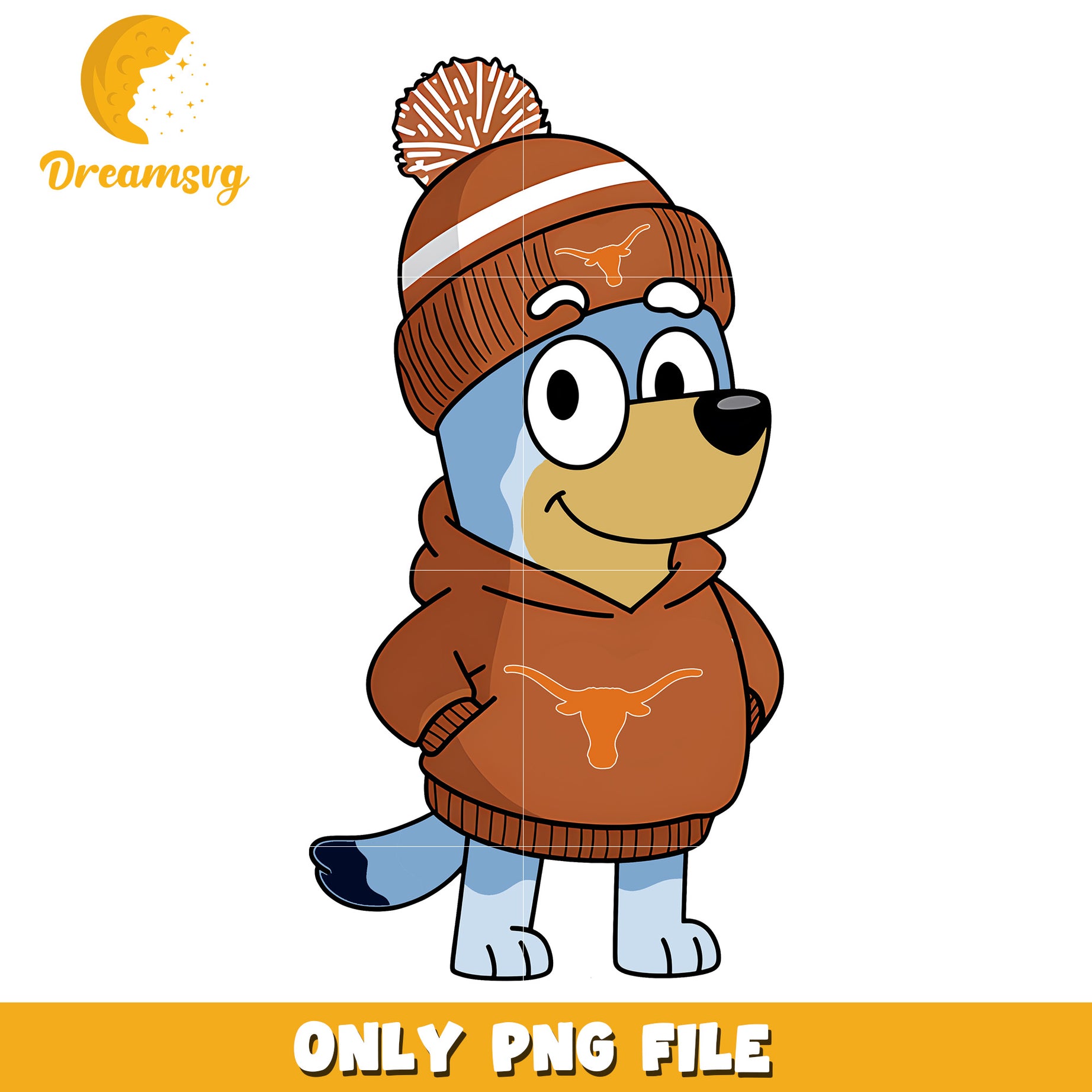 Bluey dog hoodie logo Longhorns png, Texas Longhorns png, ncaa png