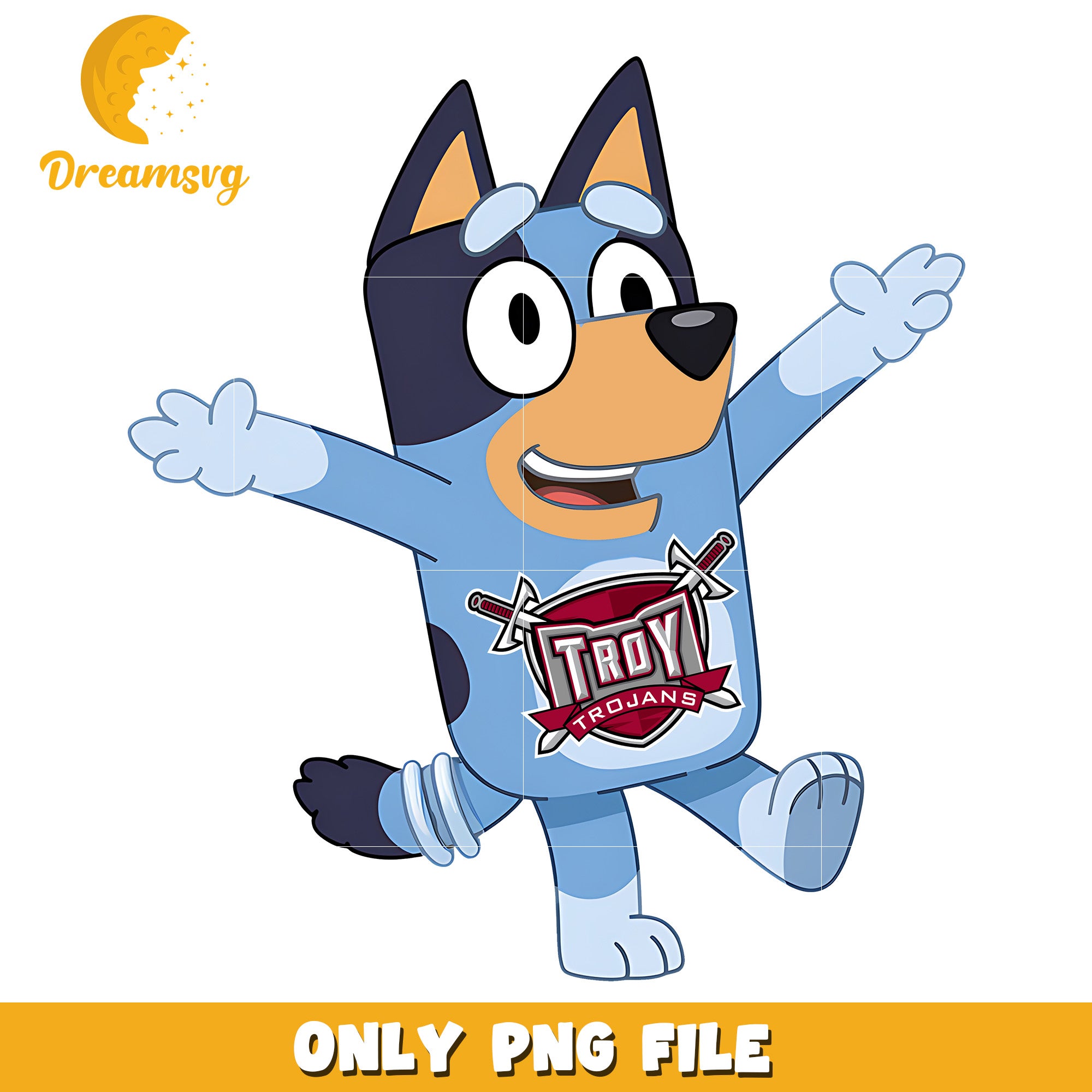 Bluey dog logo ncaa team png, Troy Trojans png, ncaa png