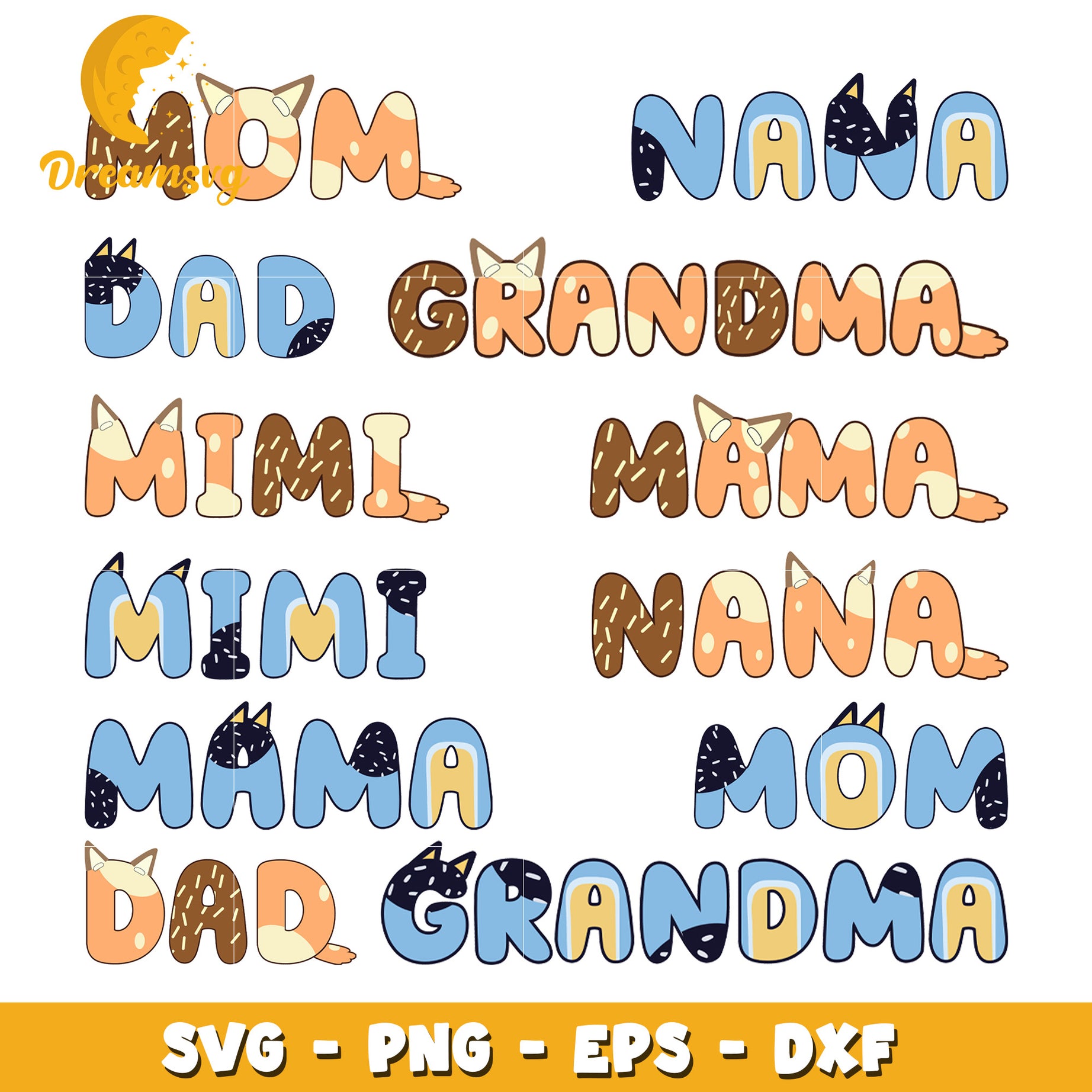 Bluey bingo mama design bundle svg, bluey and bingo​ svg