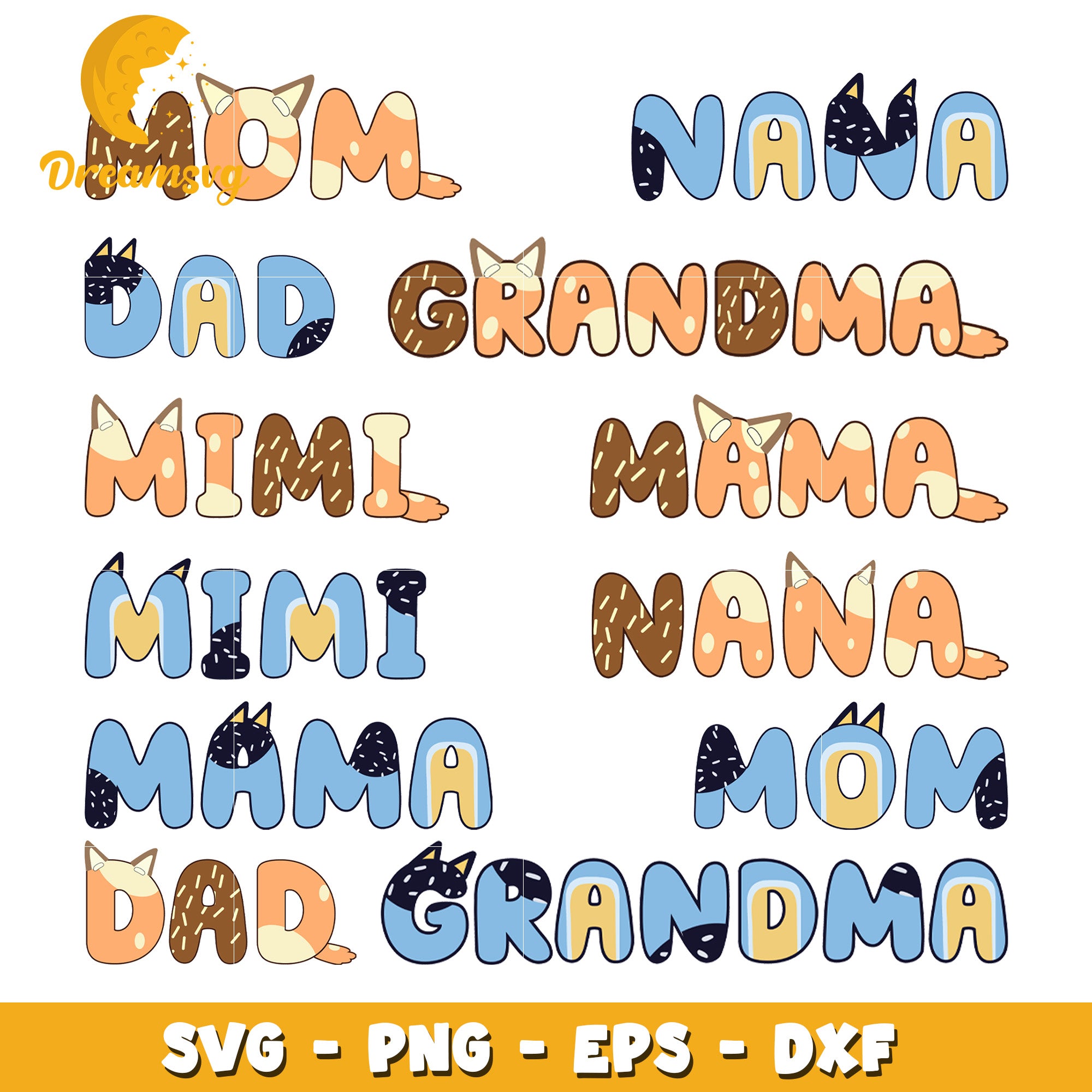 Bluey bingo mama design bundle svg, bluey and bingo​ svg