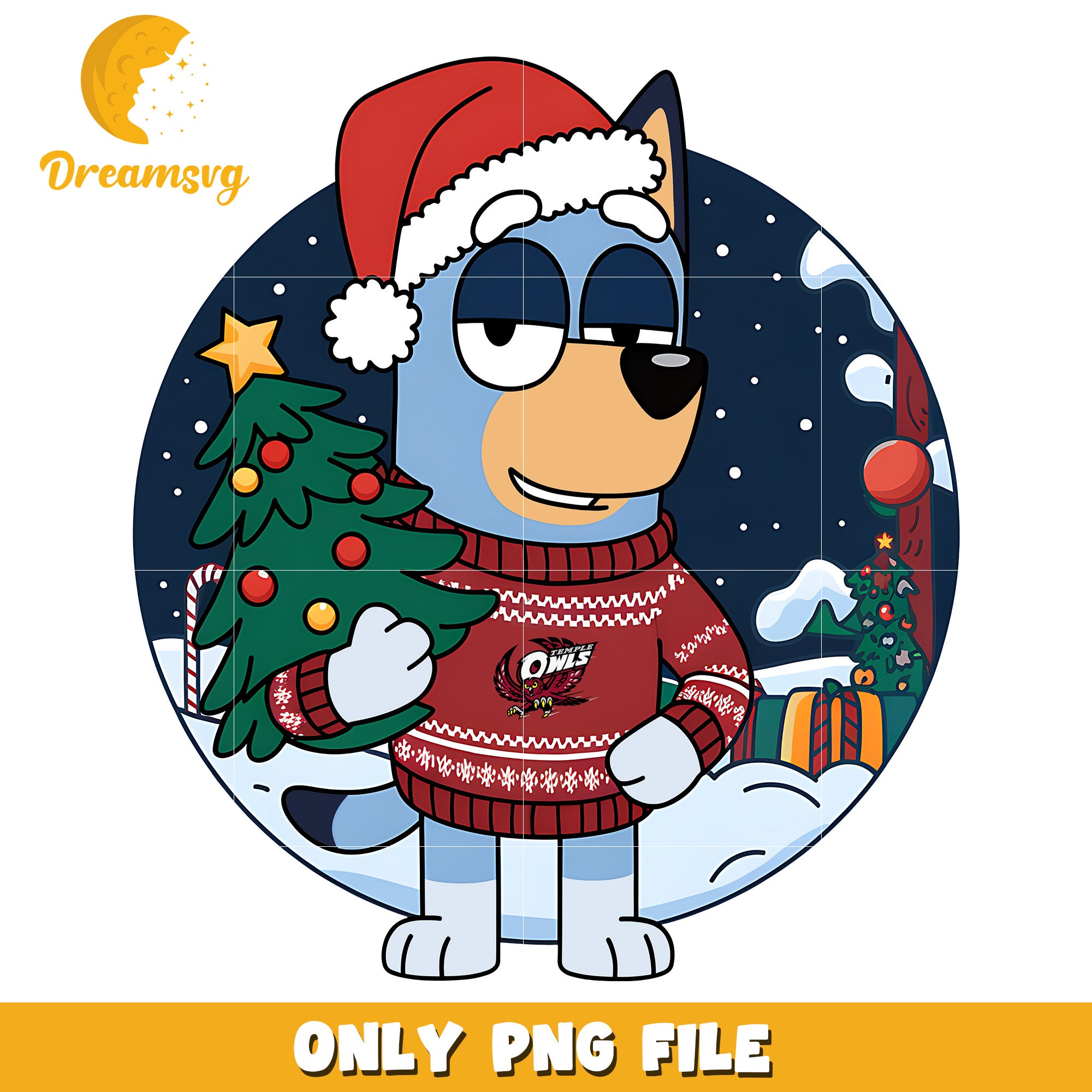 Bluey dog merry christmas png, Temple Owls png, ncaa png