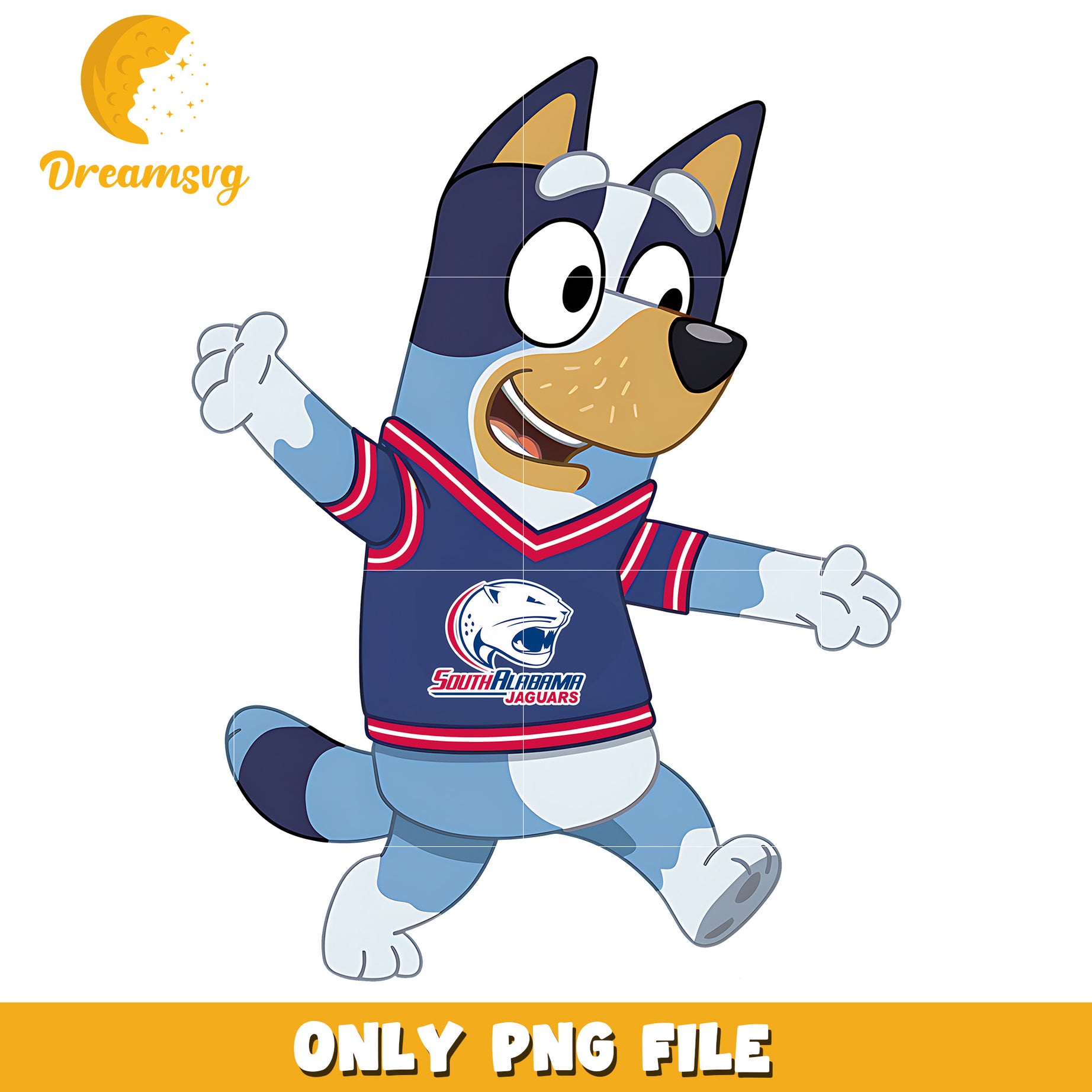 Bluey dog ncaa fan png, South Alabama Jaguars png, ncaa png