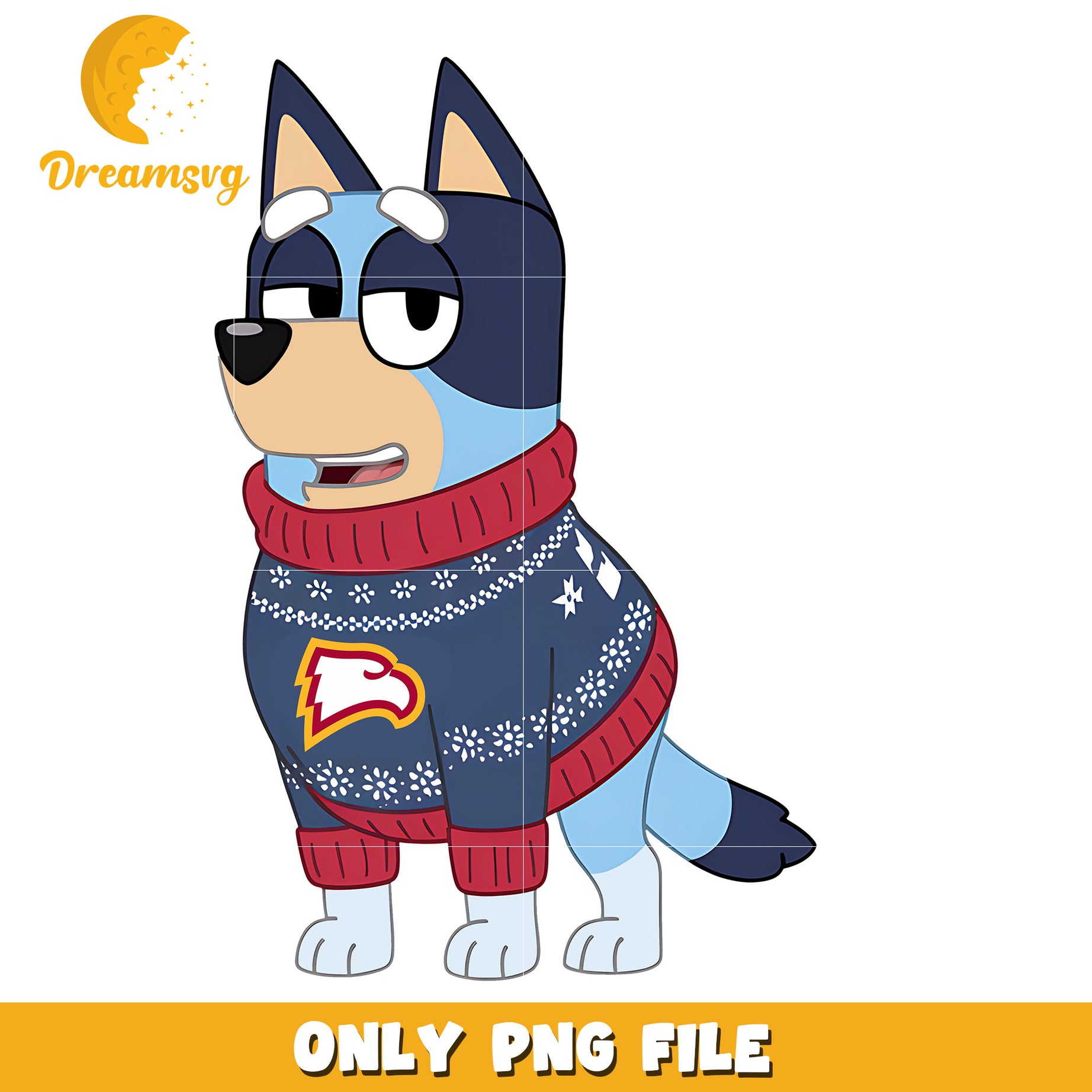 Bluey dog on winter png, Winthrop Eagles png, ncaa png