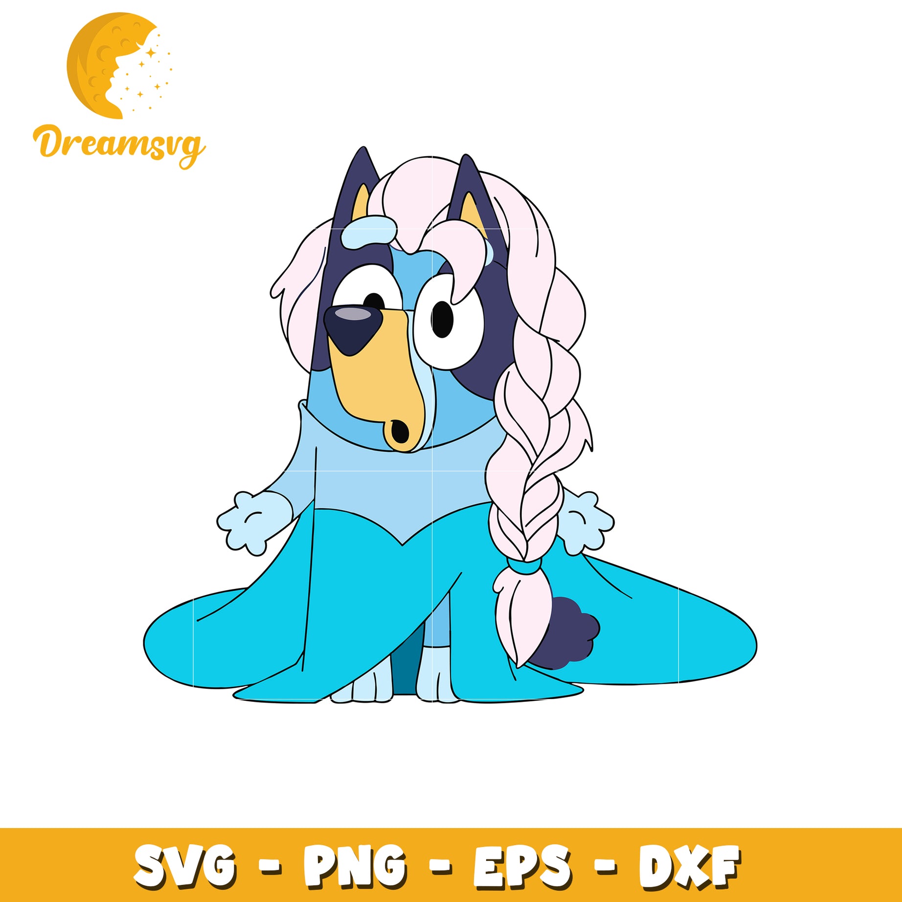 Bluey elsa dress svg, bluey svg, elsa dress svg, kids svg