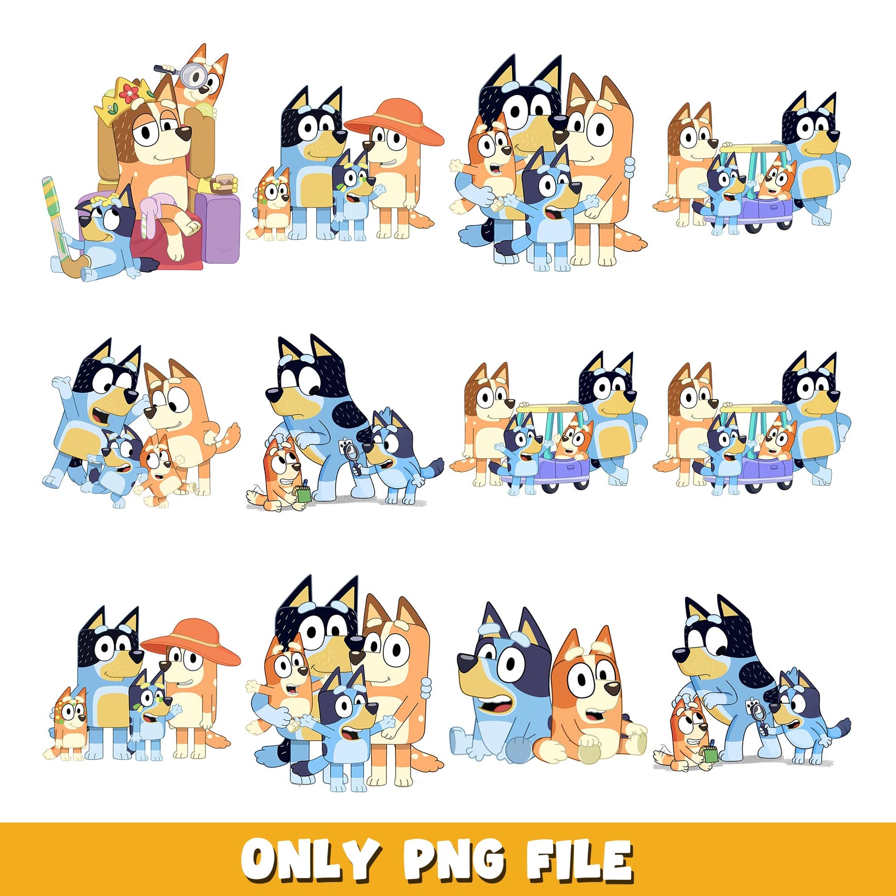 Bluey Dog Family  png, Bluey bundle png, cartoon png  