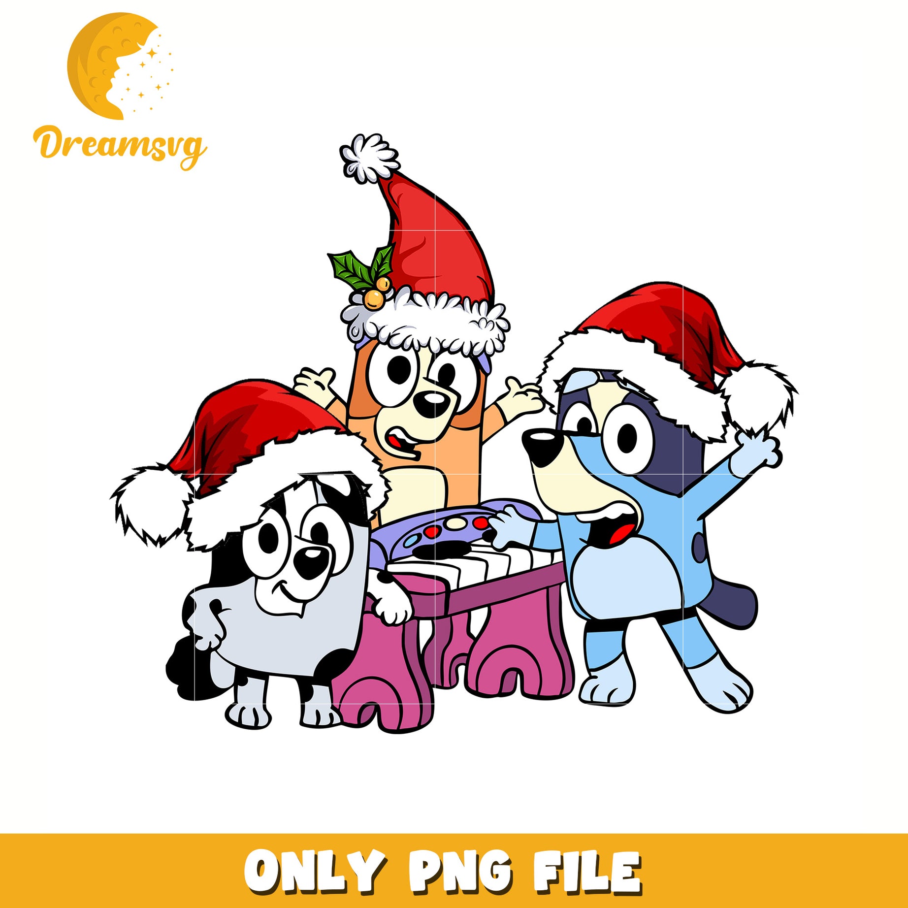 Bluey friends christmas png, bluey characters png, bluey toys png