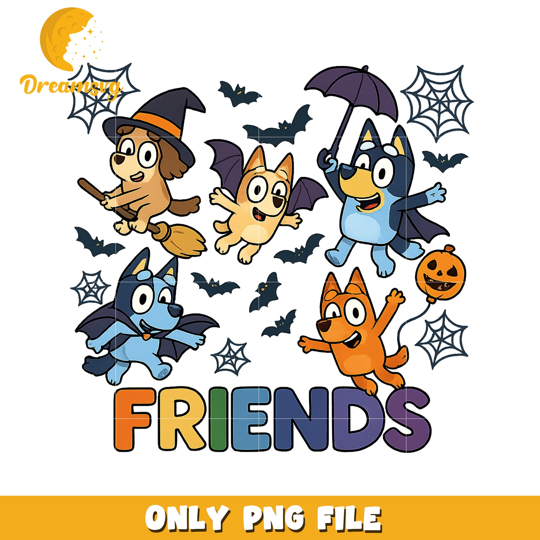 Bluey friends halloween png, bluey halloween png, halloween toys png