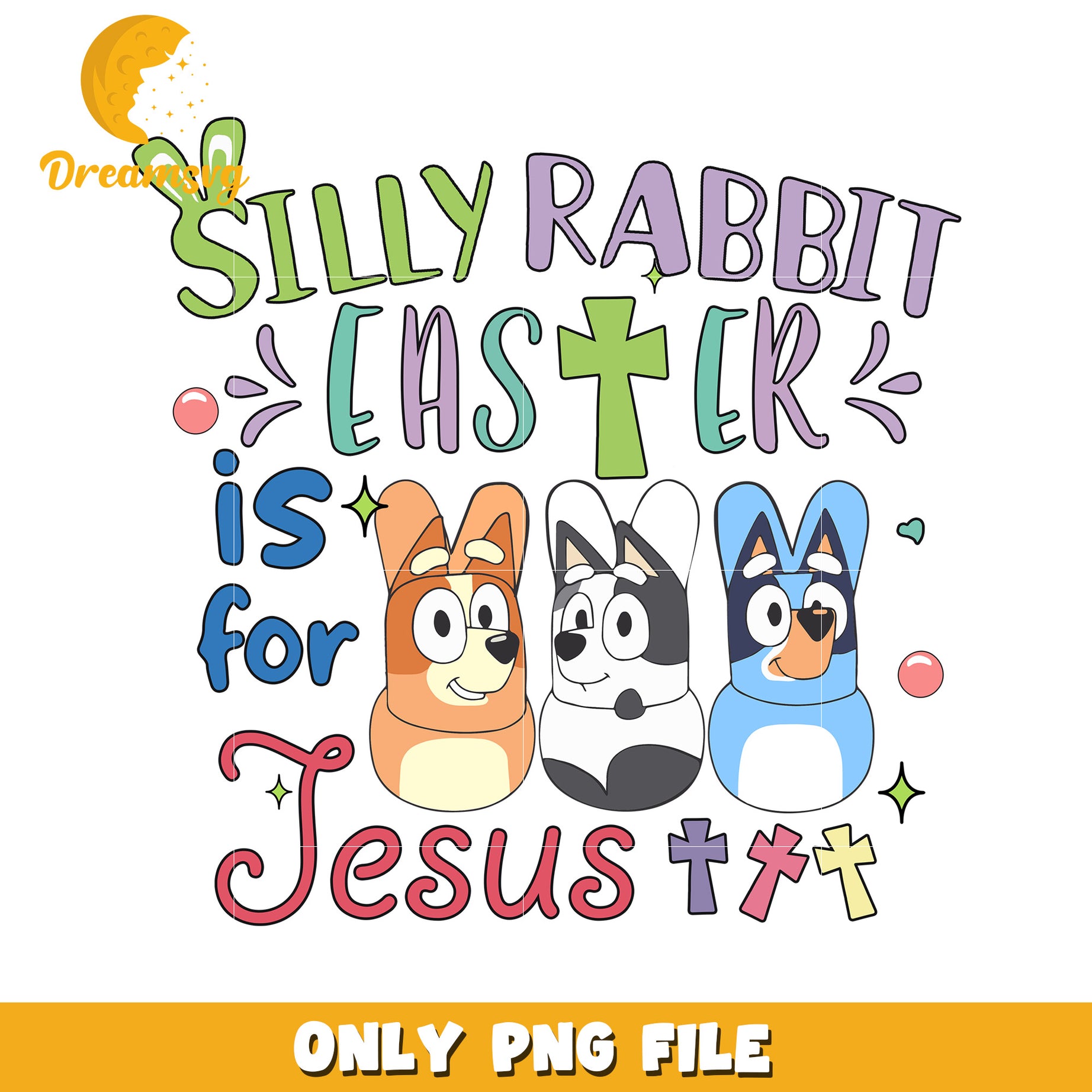 Bluey friends silly rabbit easter is for jesus png, easter egg png