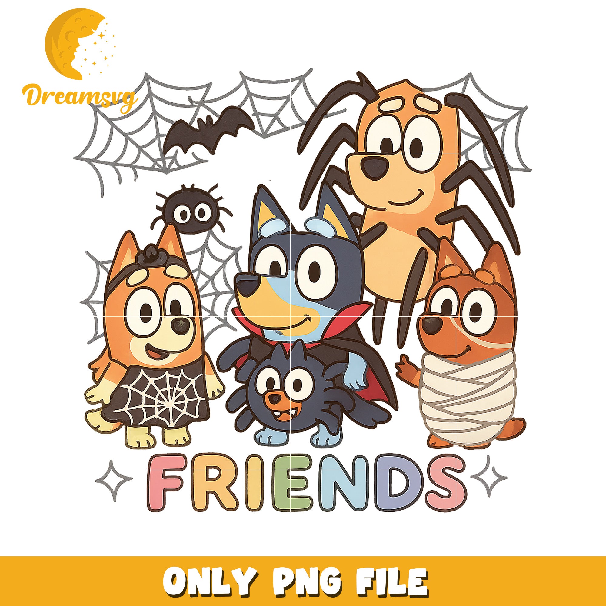 Bluey halloween design png, spirit halloween png, trick or treat png