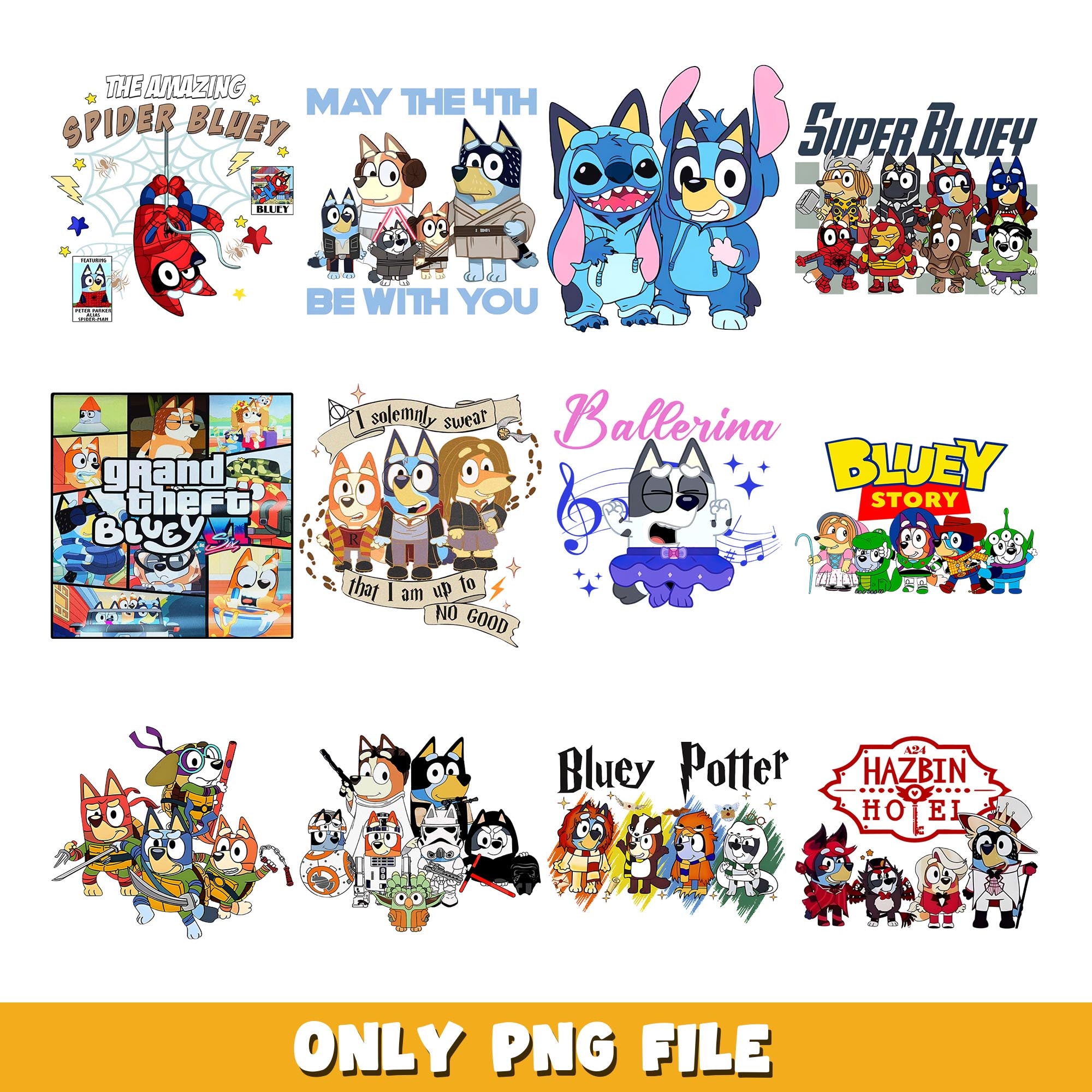 Bluey heroes png, Bluey bundle png, cartoon png 