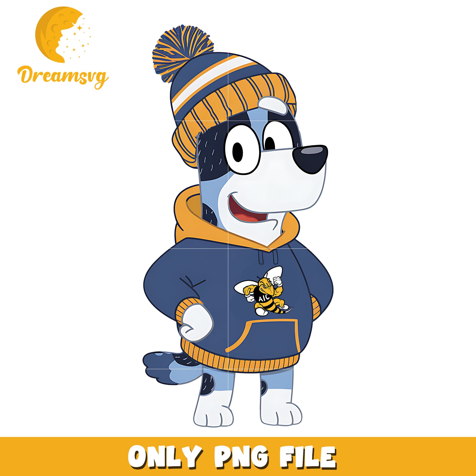 Bluey hoodie logo ncaa png, AIC Yellow Jackets png, ncaa png