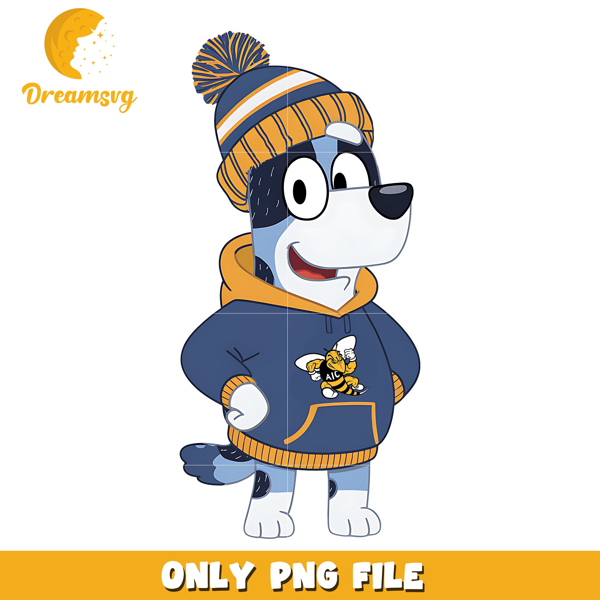 Bluey hoodie logo ncaa png, AIC Yellow Jackets png, ncaa png
