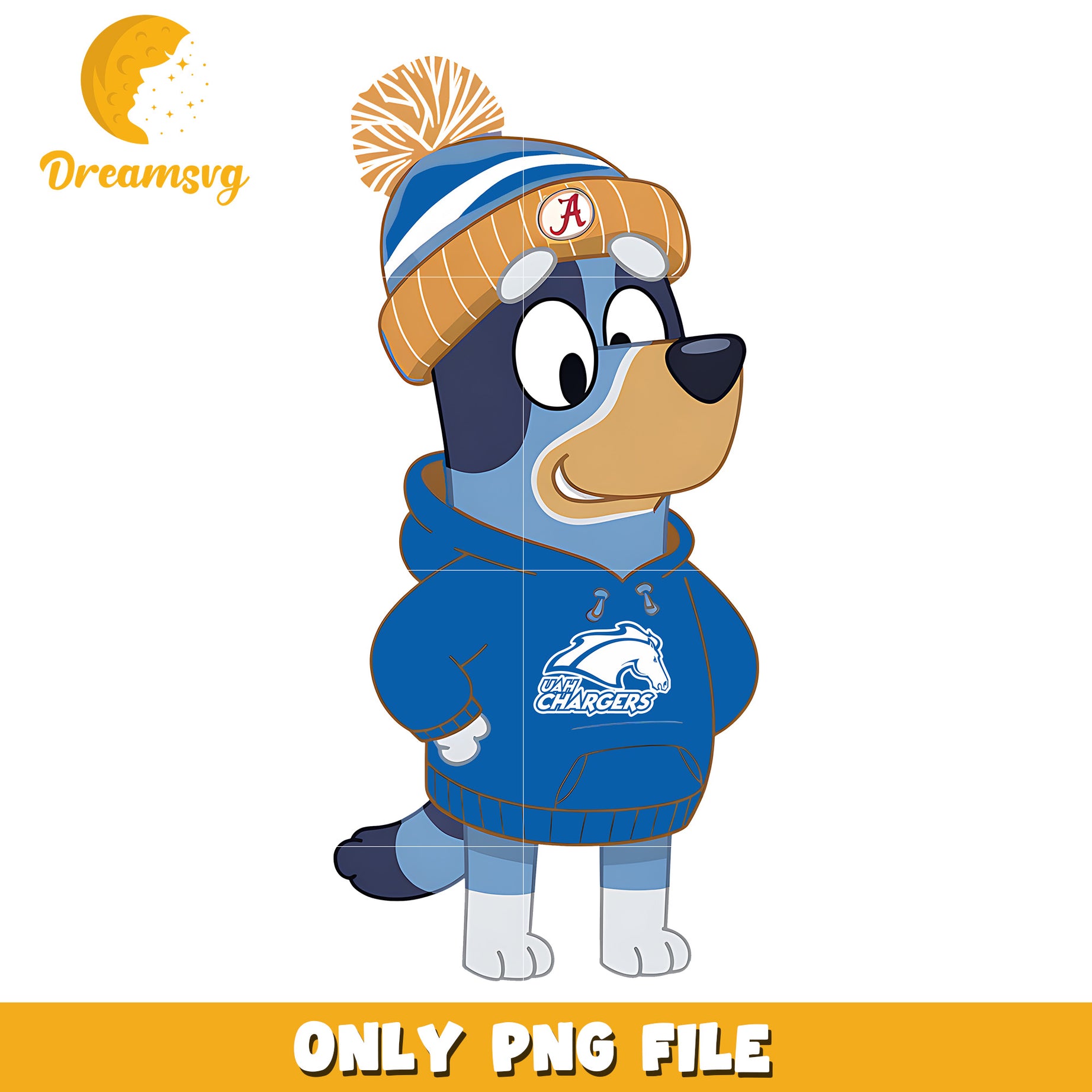 Bluey hoodie logo ncaa png, Alabama Huntsville Chargers png, ncaa png